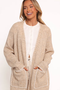 KNITWEAR Trinette Contrast Pocket Cardigan - Tan