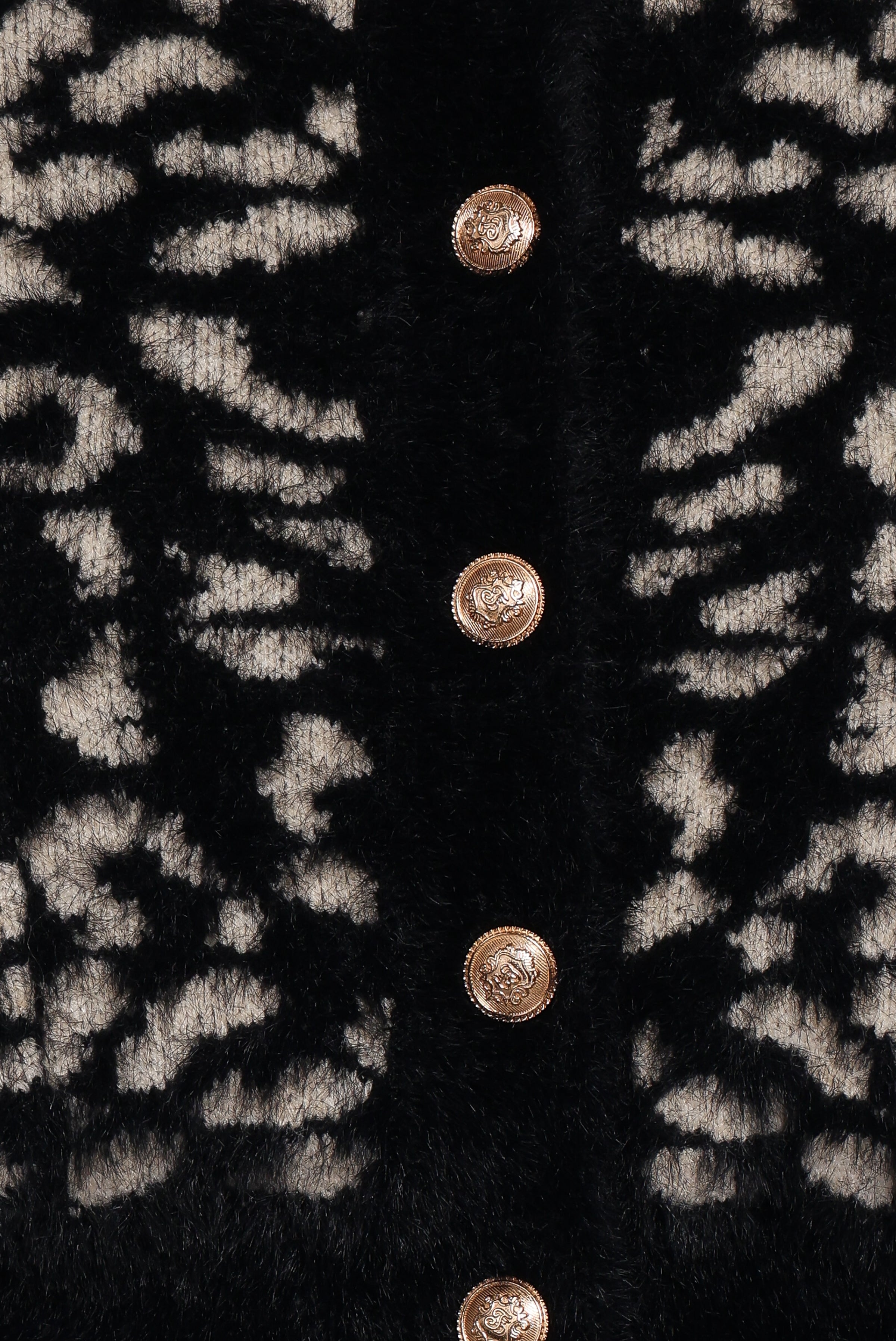 KNITWEAR Tyra Animal Print Faux Mohair Cardigan - Black