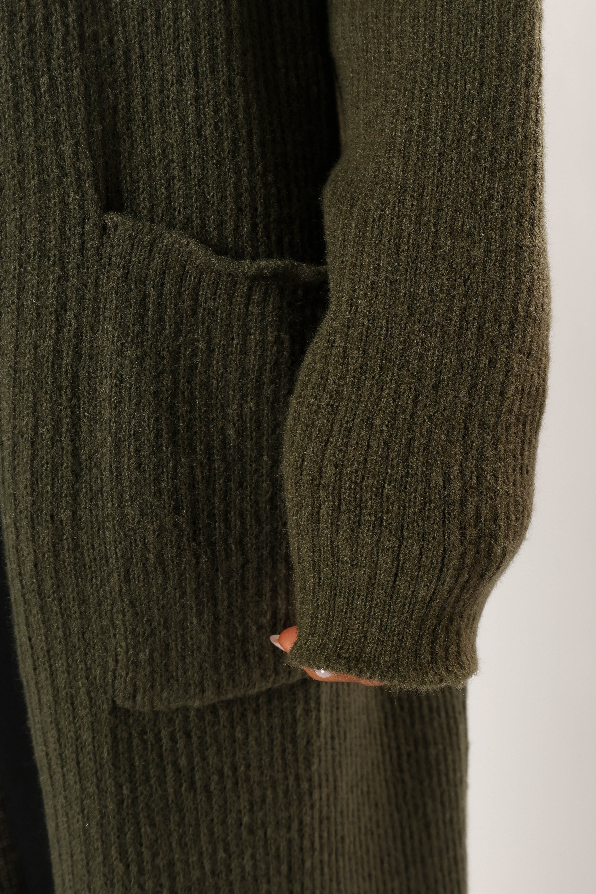 KNITWEAR @Valery Long Cardigan - Olive