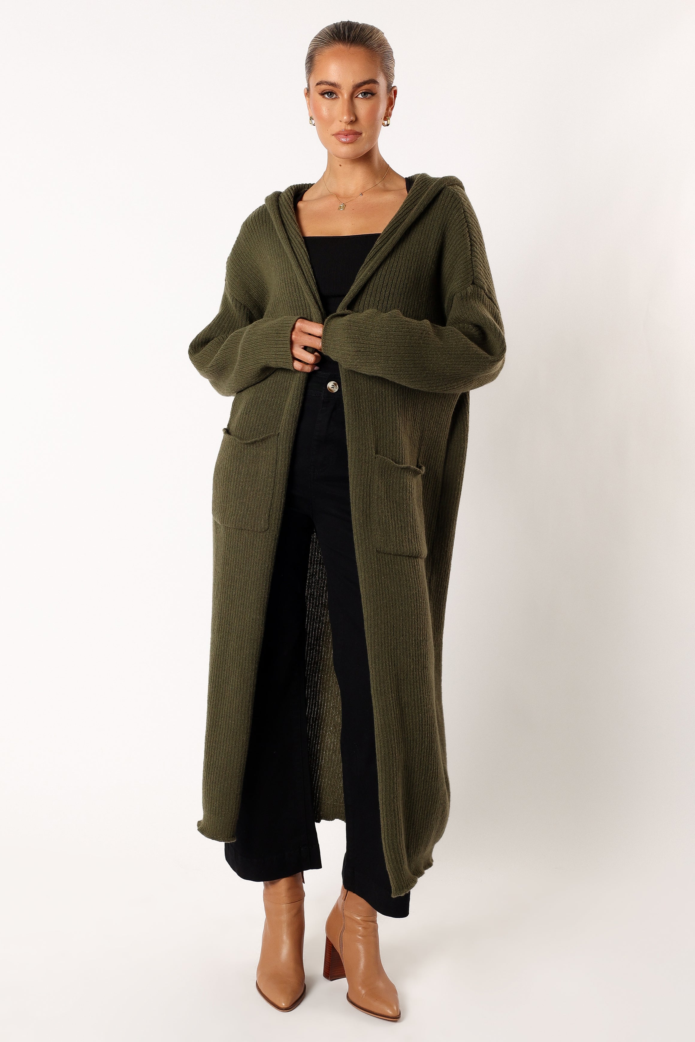 KNITWEAR @Valery Long Cardigan - Olive