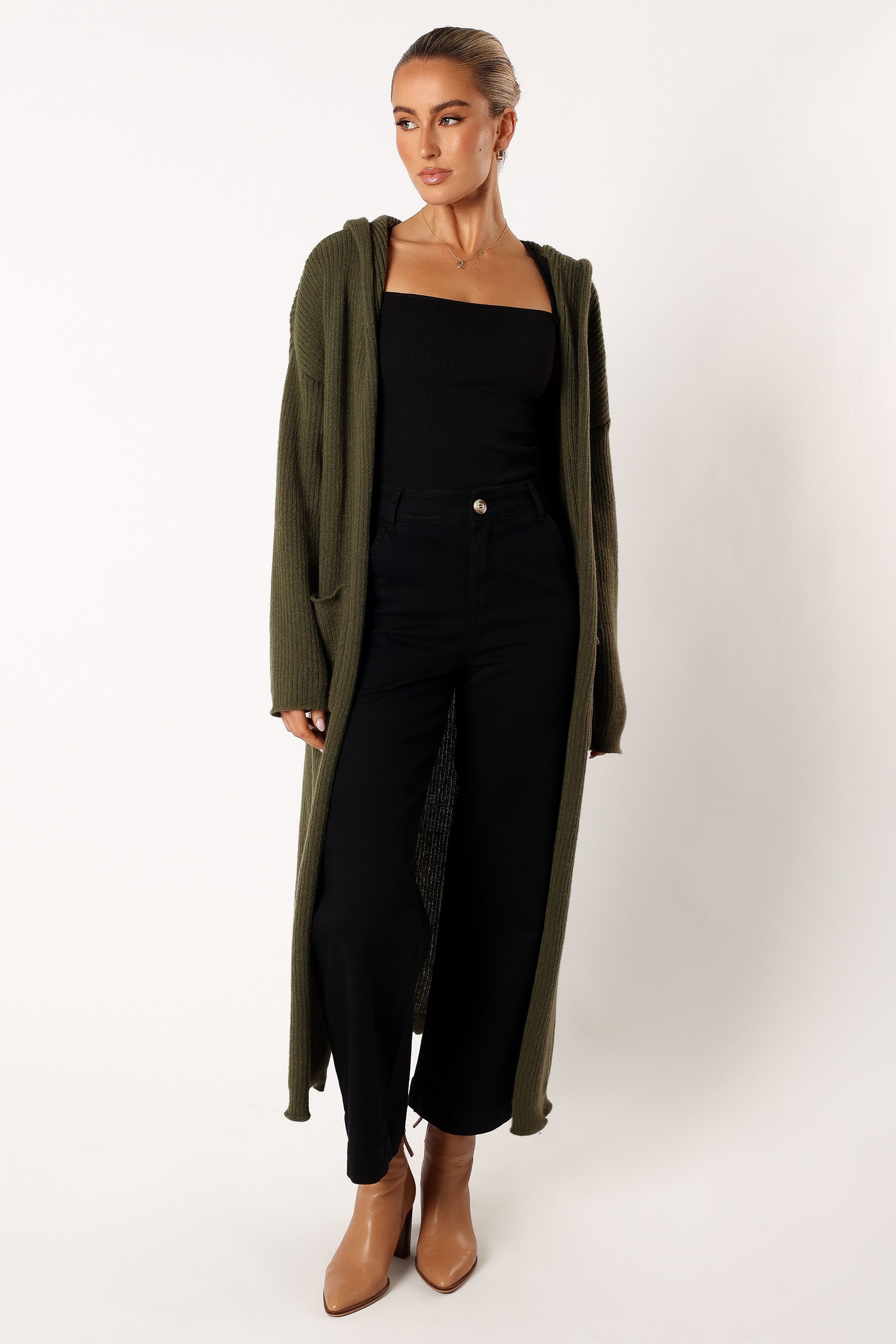 KNITWEAR @Valery Long Cardigan - Olive