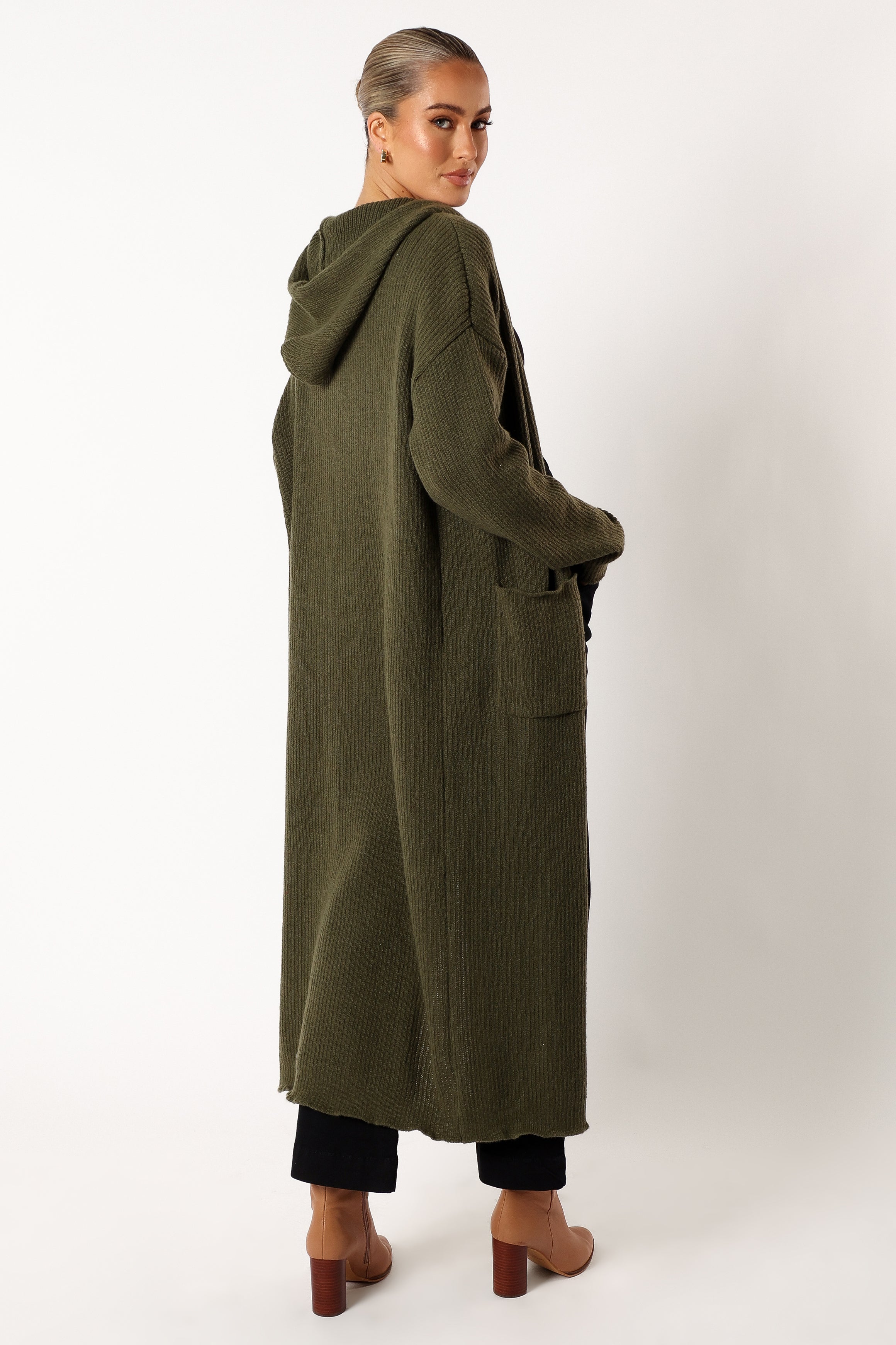Valery Long Cardigan - Olive | Petal & Pup