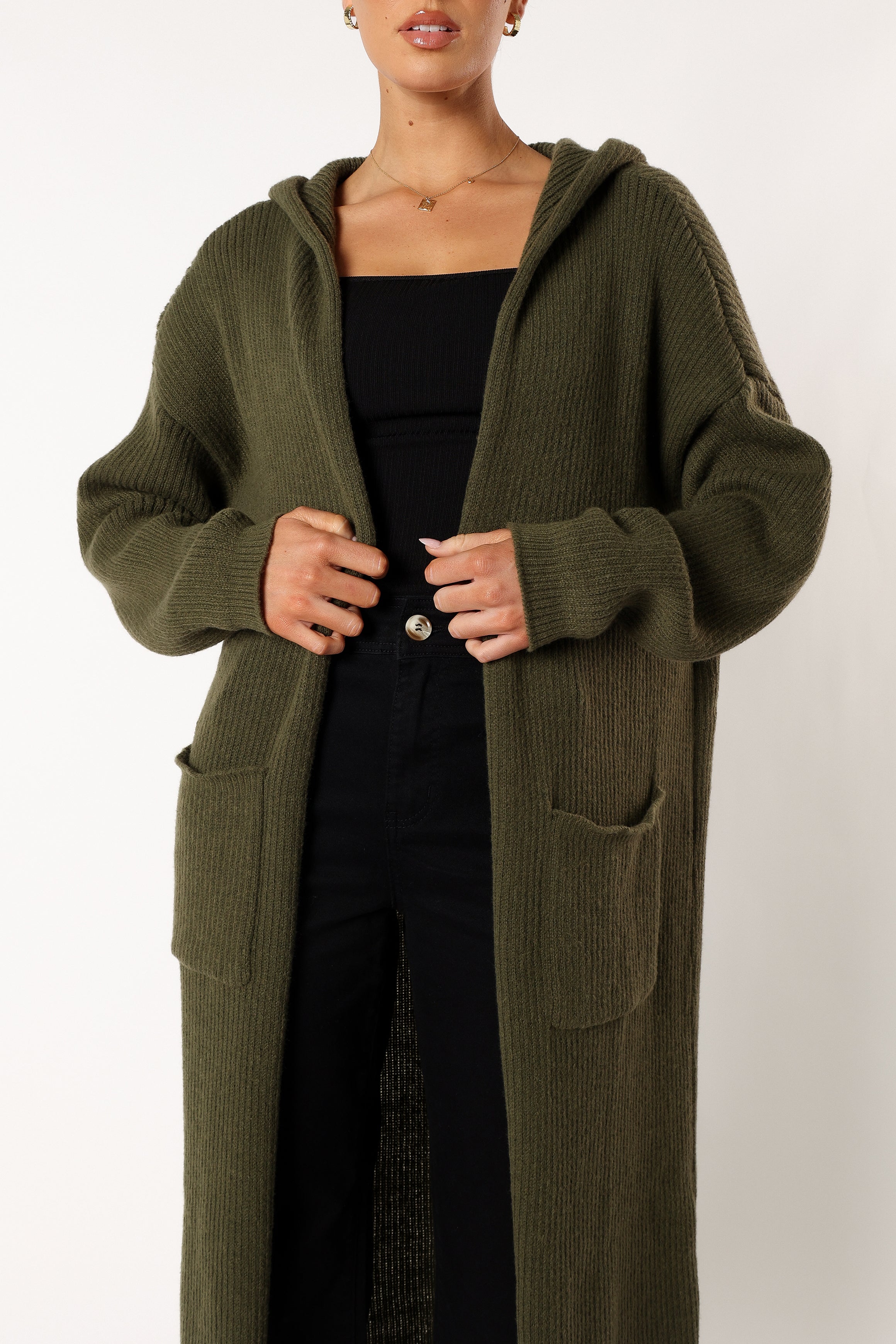 KNITWEAR @Valery Long Cardigan - Olive