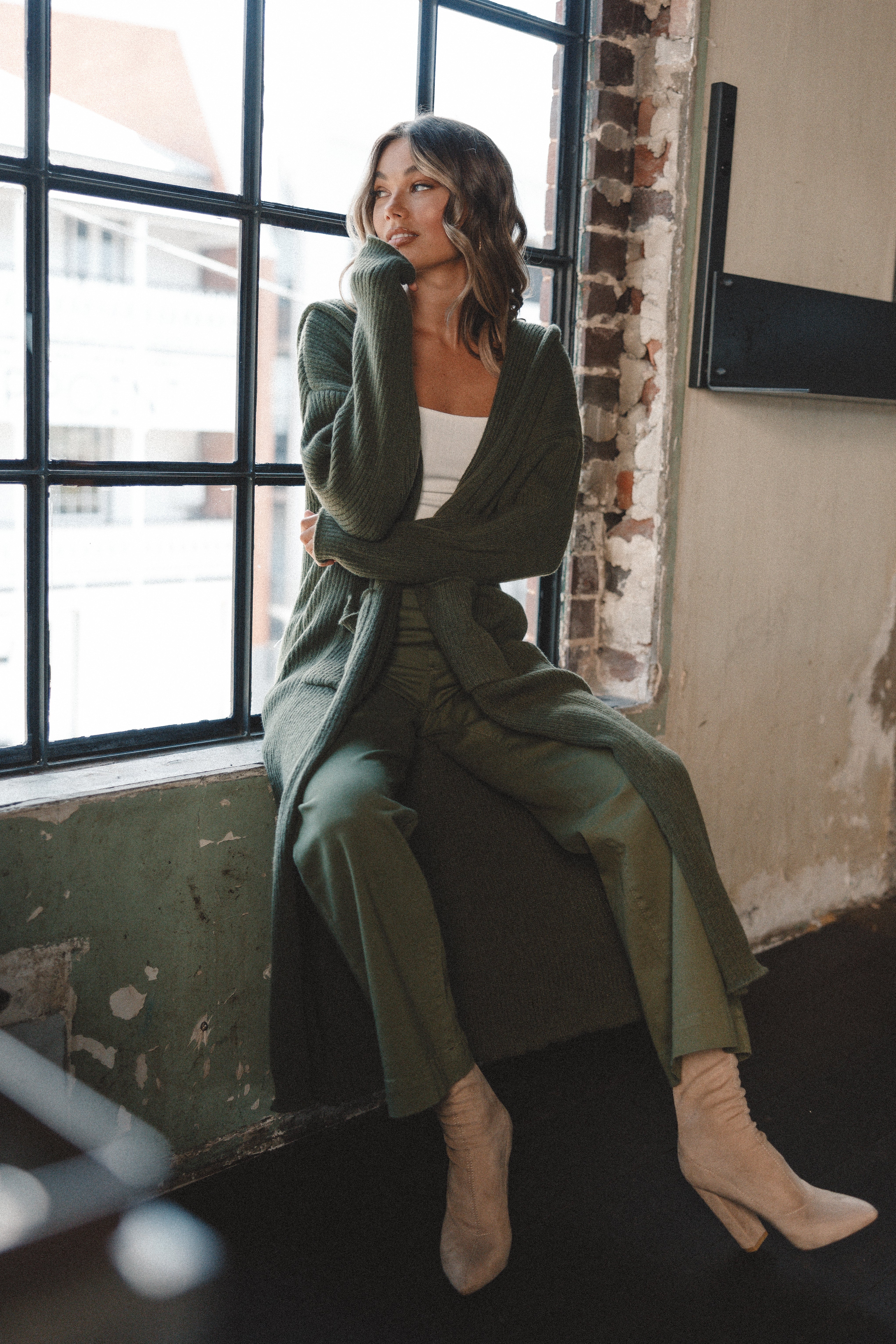 KNITWEAR Valery Long Cardigan - Olive