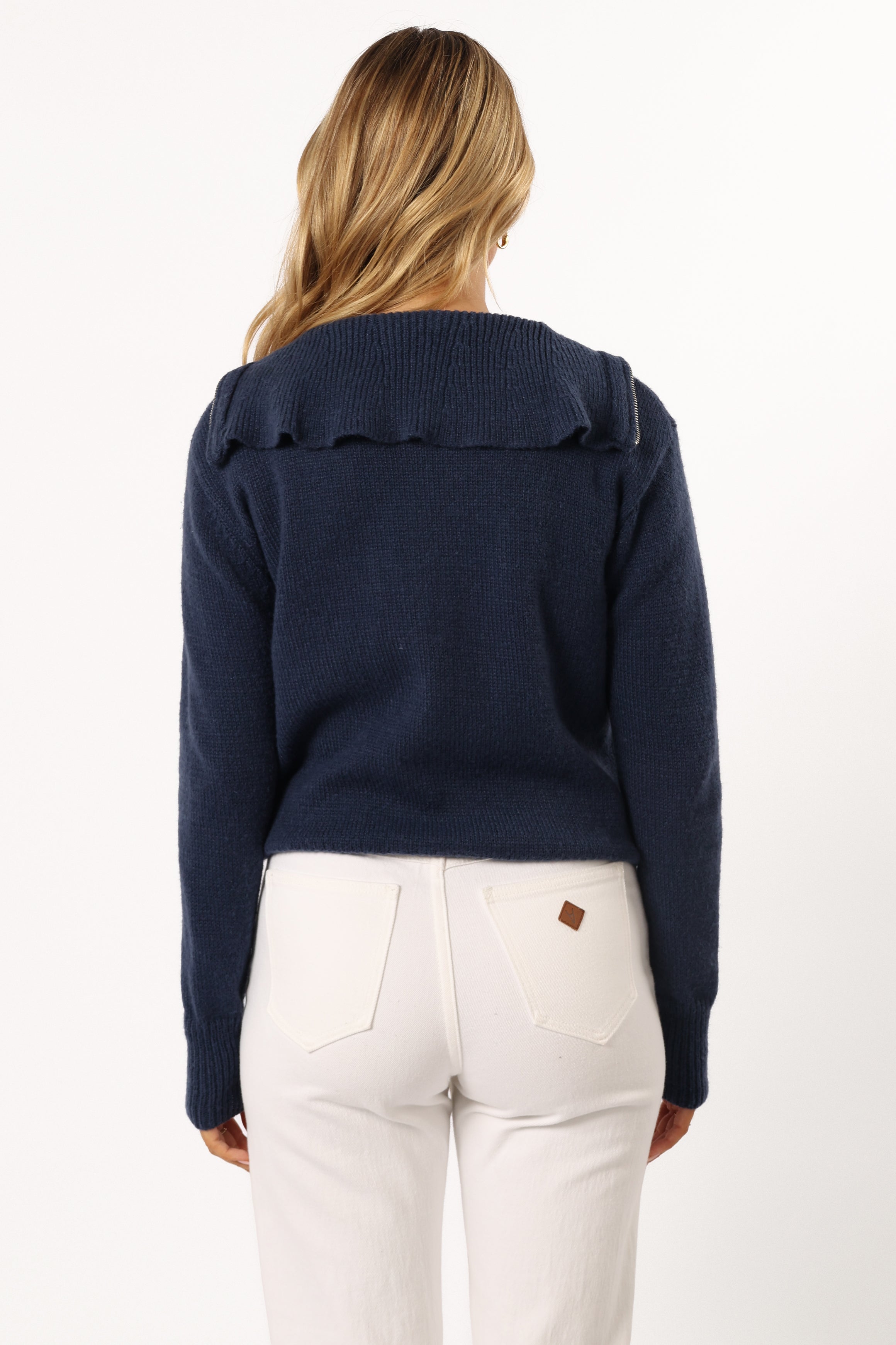 KNITWEAR Viara Quarter Zip Knit Sweater - Navy