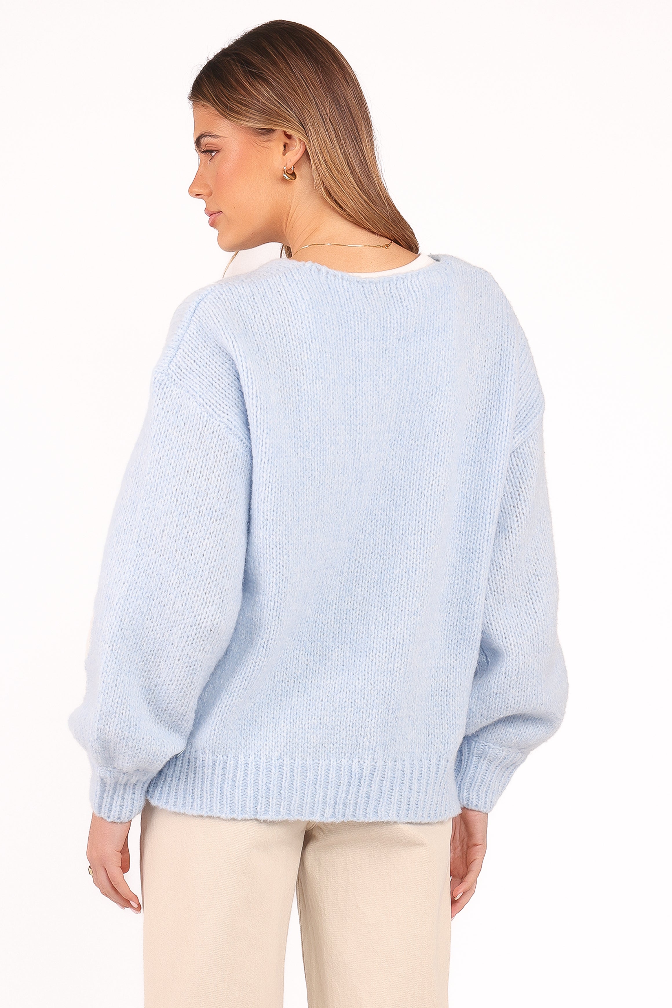 KNITWEAR Vienna Bow Cardigan - Pale Blue