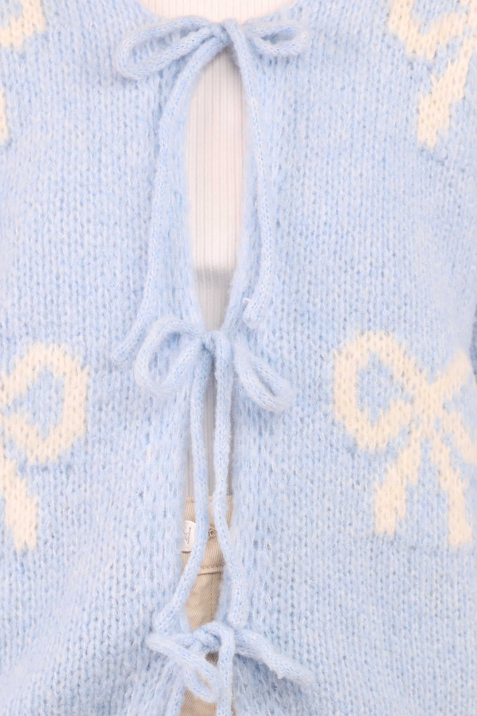 KNITWEAR Vienna Bow Cardigan - Pale Blue