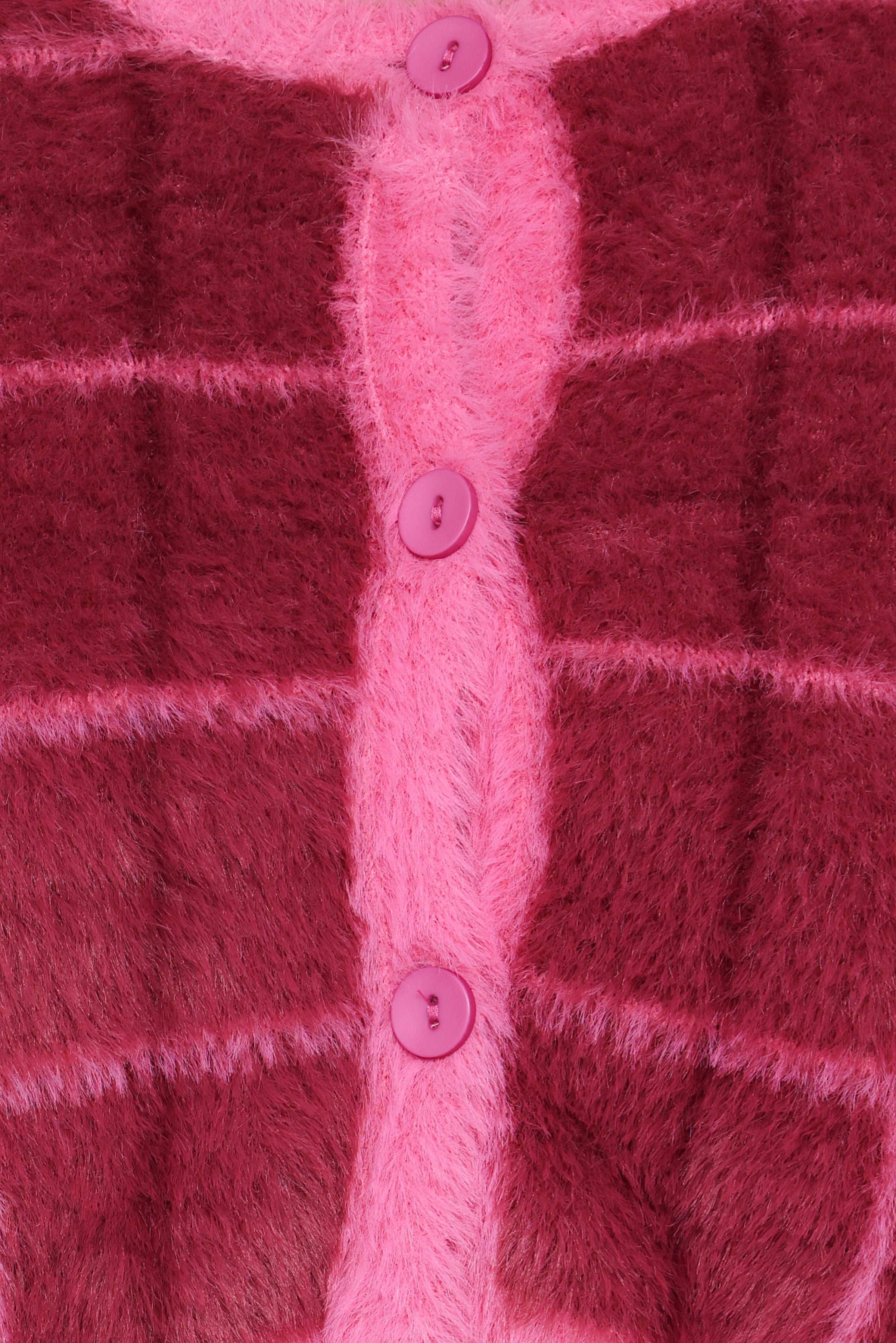 KNITWEAR Viola Plaid Button Front Cardigan - Burgundy
