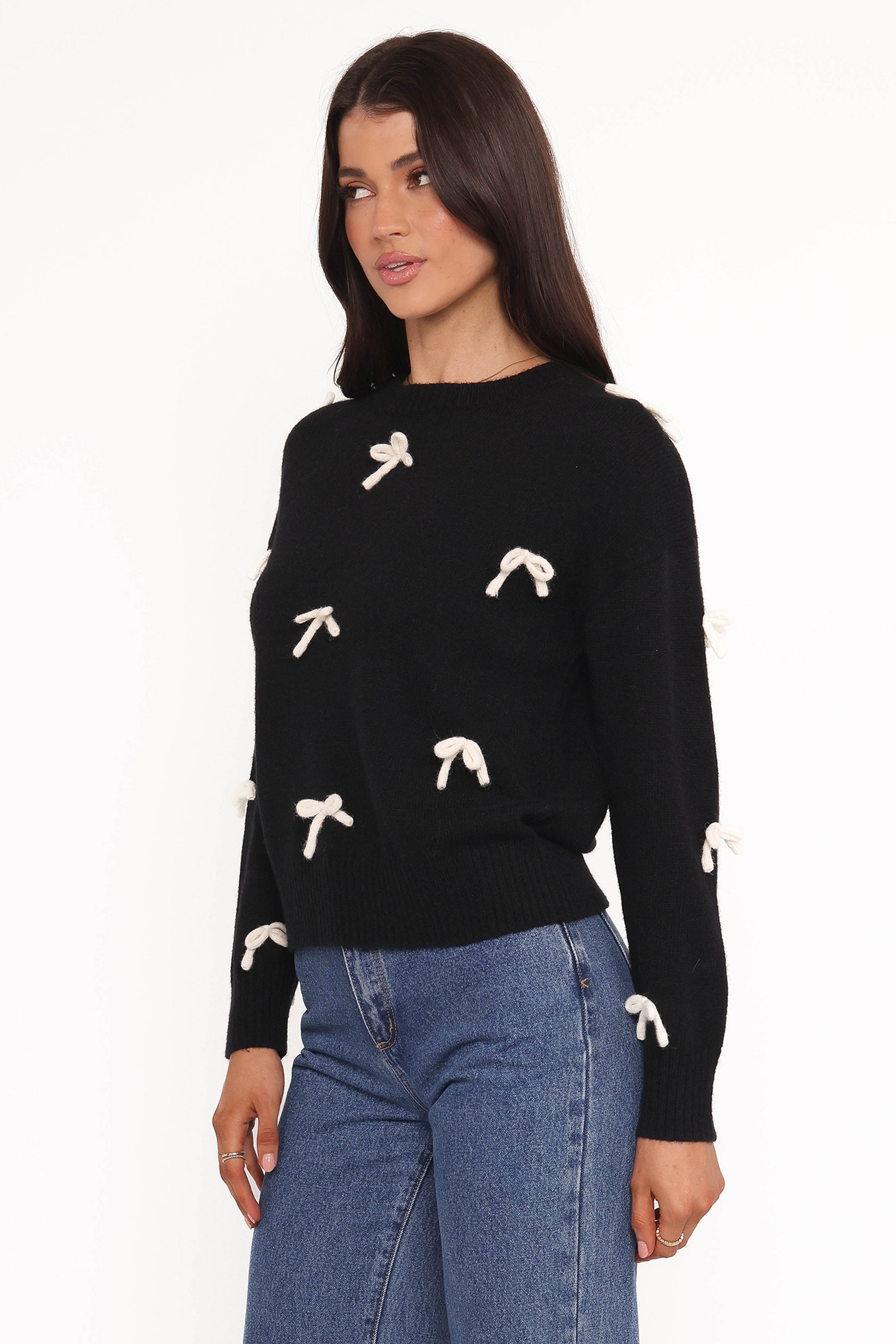 KNITWEAR Voss Bow Knit Sweater - Black
