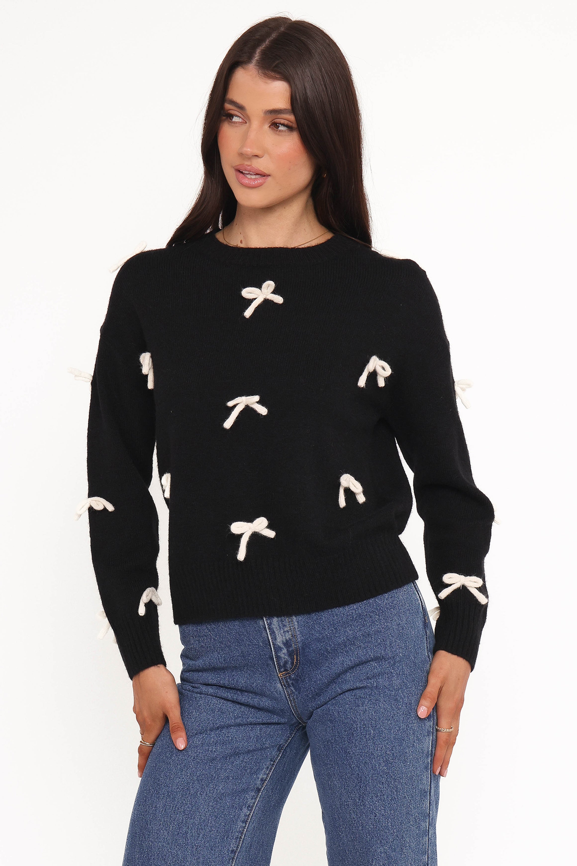 KNITWEAR Voss Bow Knit Sweater - Black