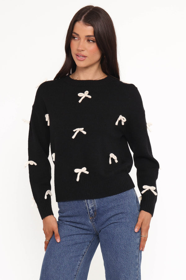 KNITWEAR Voss Bow Knit Sweater - Black