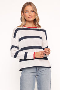 KNITWEAR Wakeley Striped Crewneck Knit Sweater - White Stripe