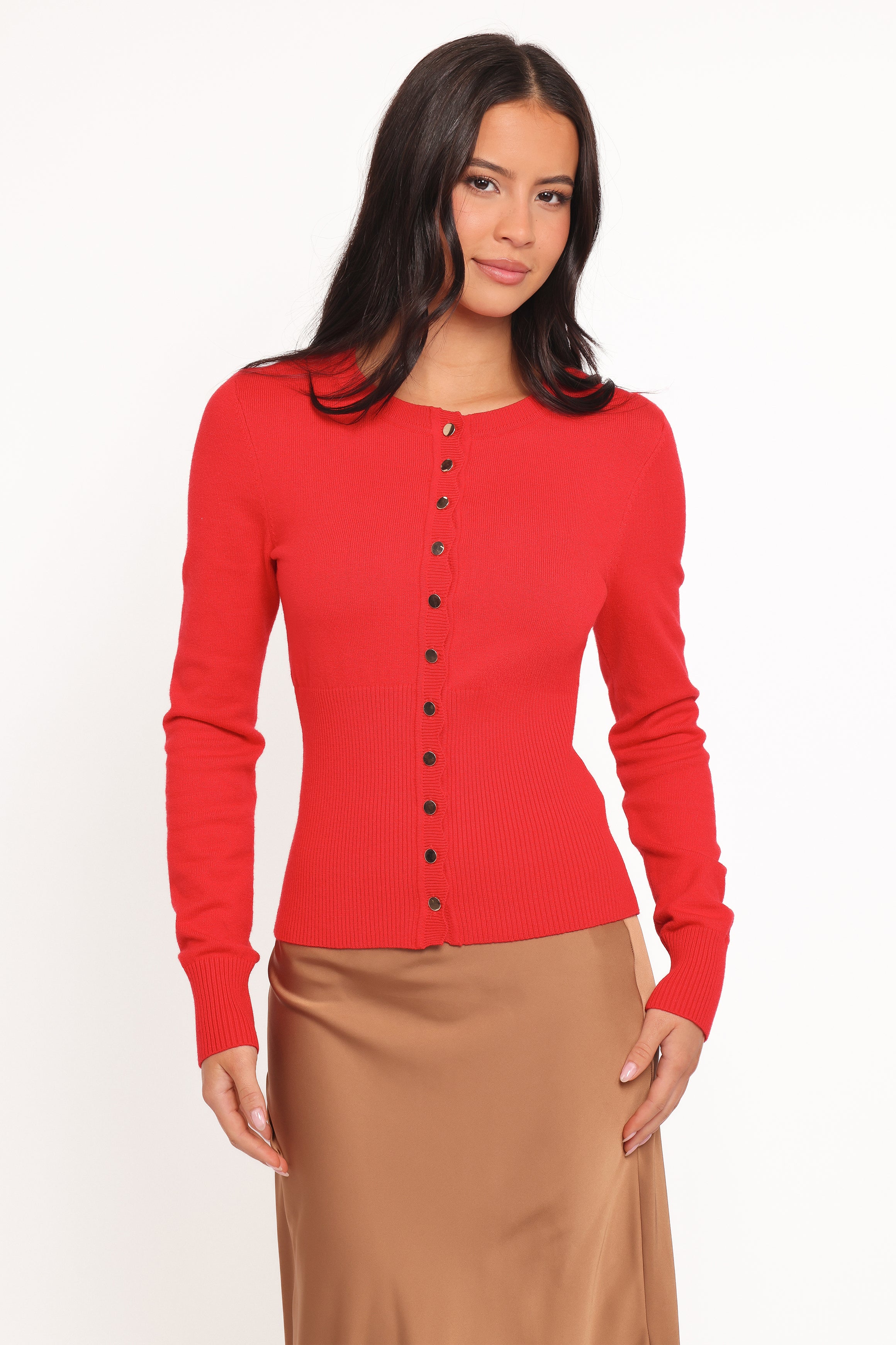 KNITWEAR Walsh Scalloped Cardigan - Red