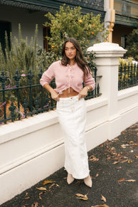 KNITWEAR Wilde Bow Front Cardigan - Blush