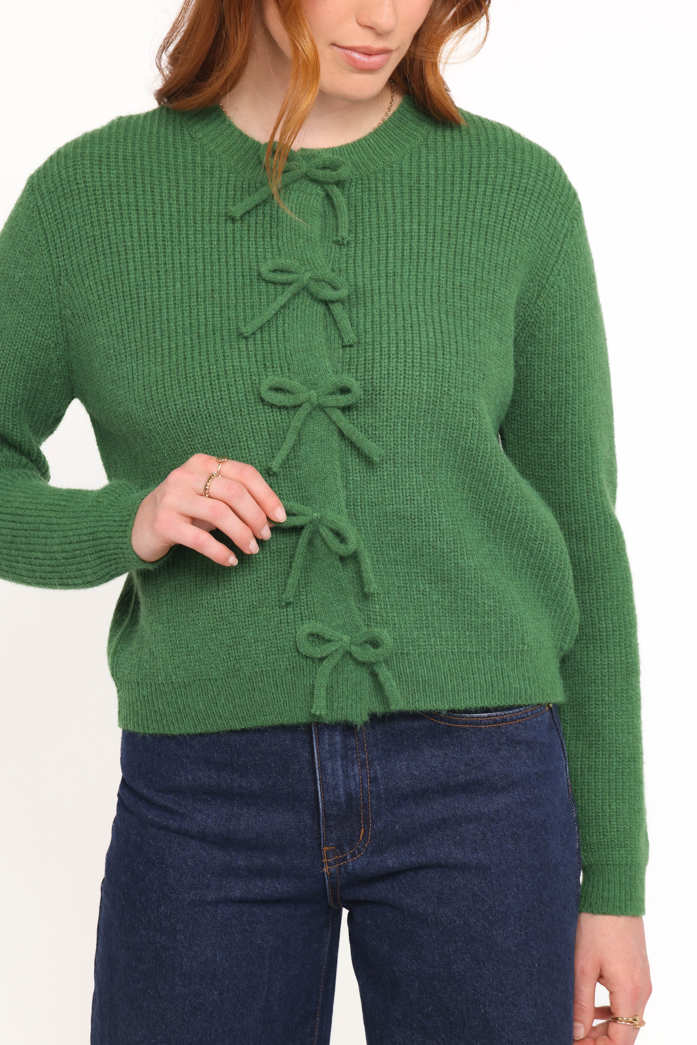KNITWEAR Wilde Bow Front Cardigan - Green