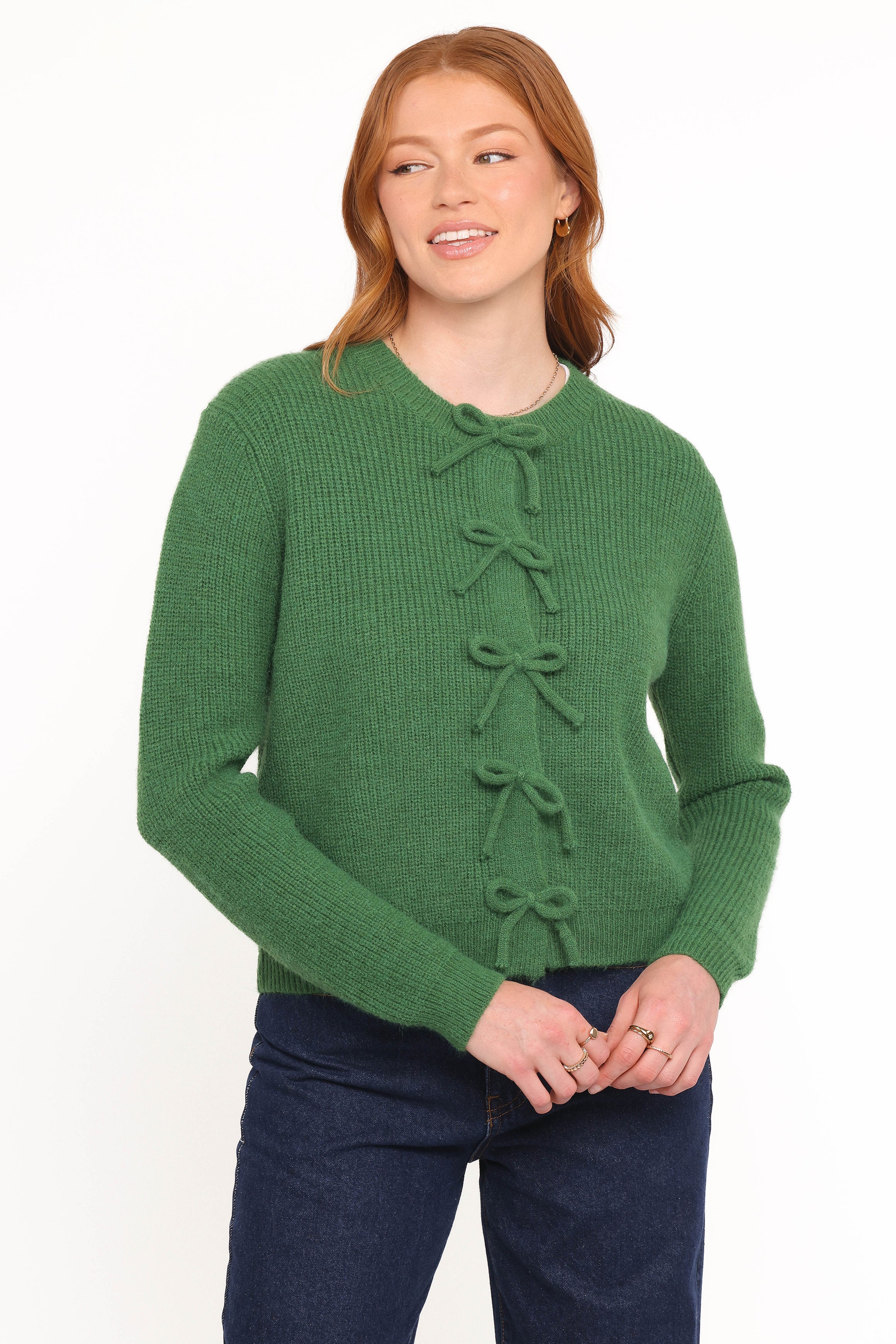 KNITWEAR Wilde Bow Front Cardigan - Green
