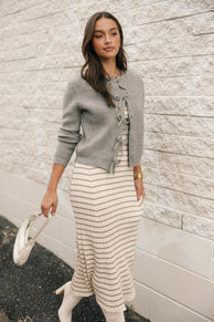 KNITWEAR Wilde Bow Front Cardigan - Light Grey