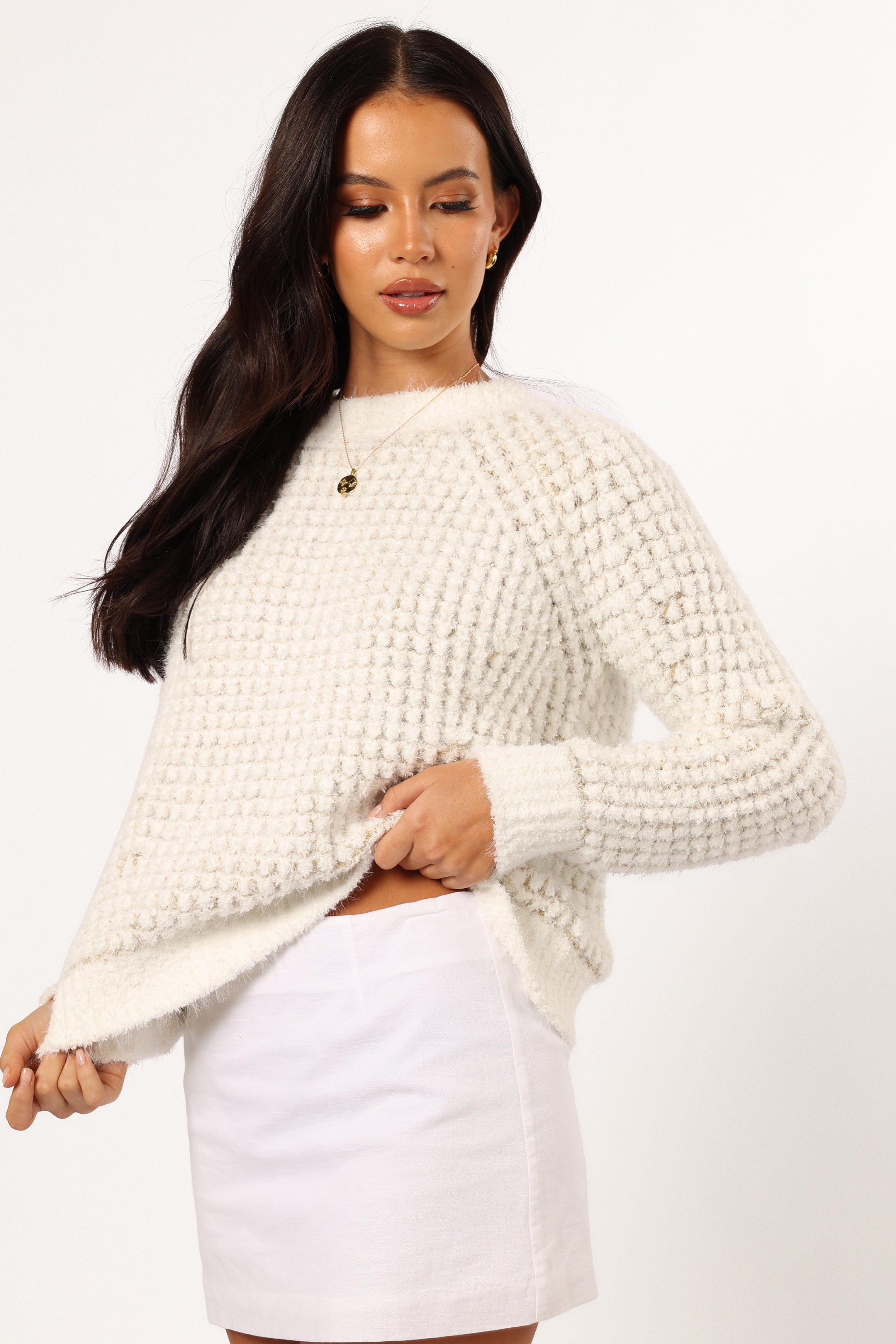 KNITWEAR @Willa Knit Sweater - White