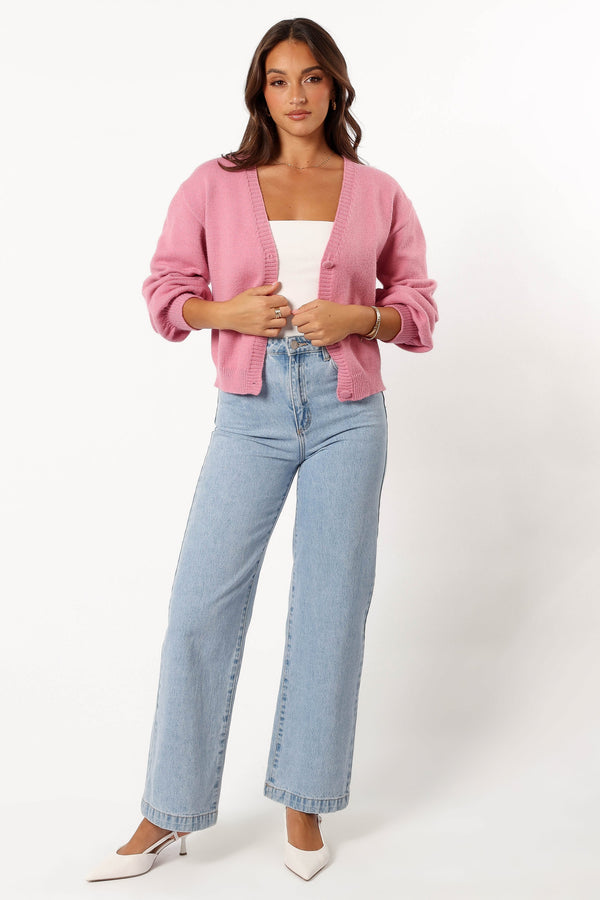 KNITWEAR @Xadie Bell Sleeve Cardigan - Pink (Hold for Cool Beginnings)