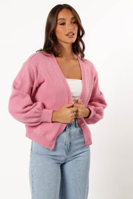 KNITWEAR @Xadie Bell Sleeve Cardigan - Pink (Hold for Cool Beginnings)