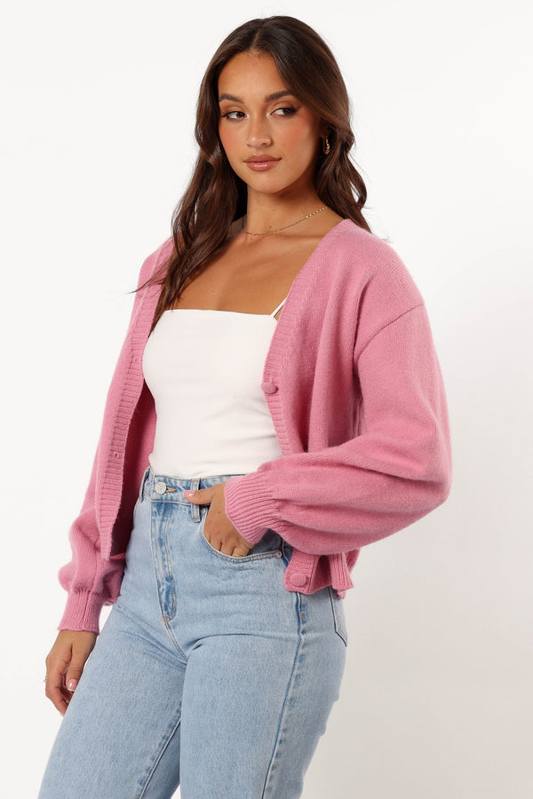 KNITWEAR @Xadie Bell Sleeve Cardigan - Pink (Hold for Cool Beginnings)