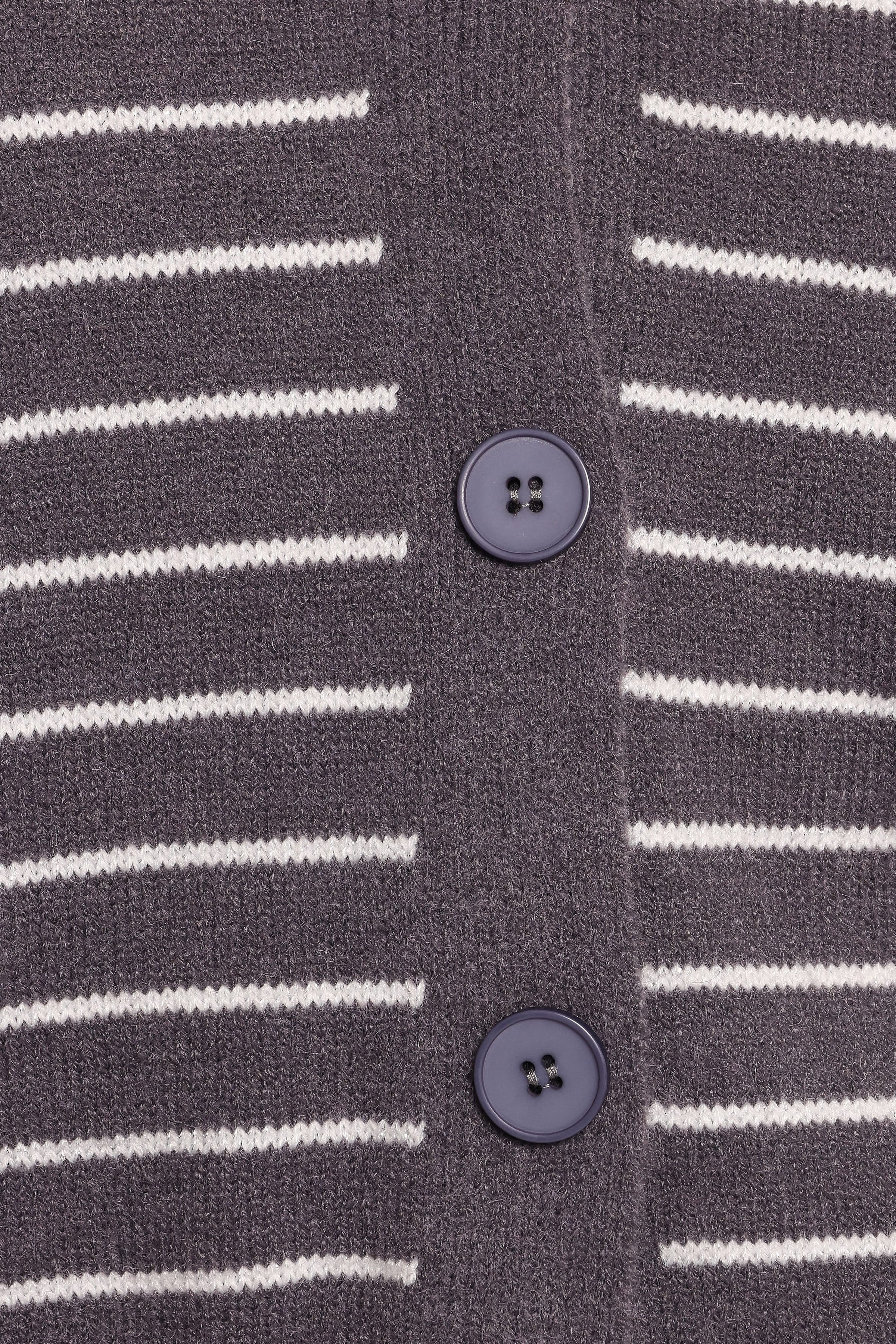 KNITWEAR Zammy Lurex Strip Button Front Cardigan - Grey