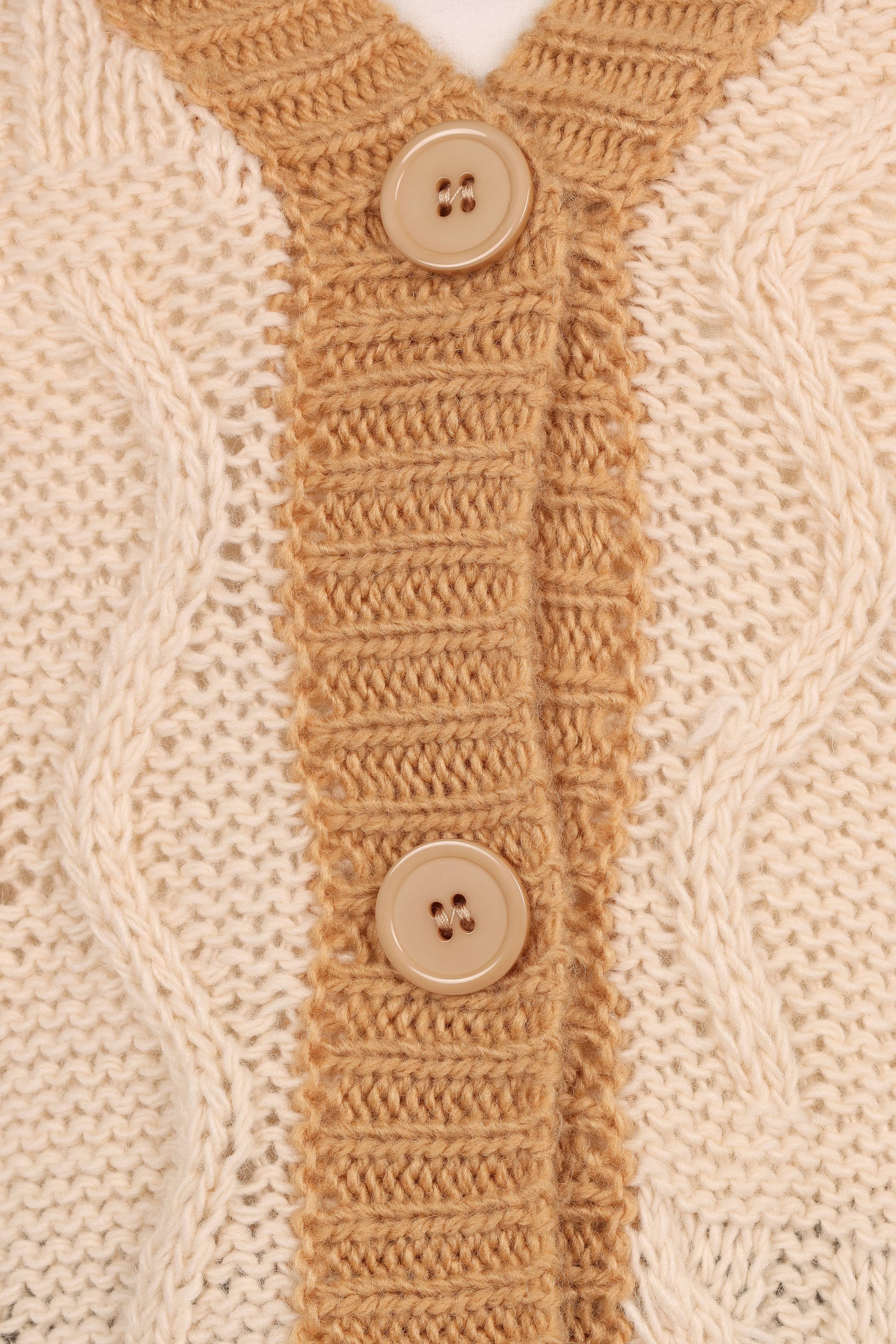 KNITWEAR Zina Contrast Cardigan - Tan