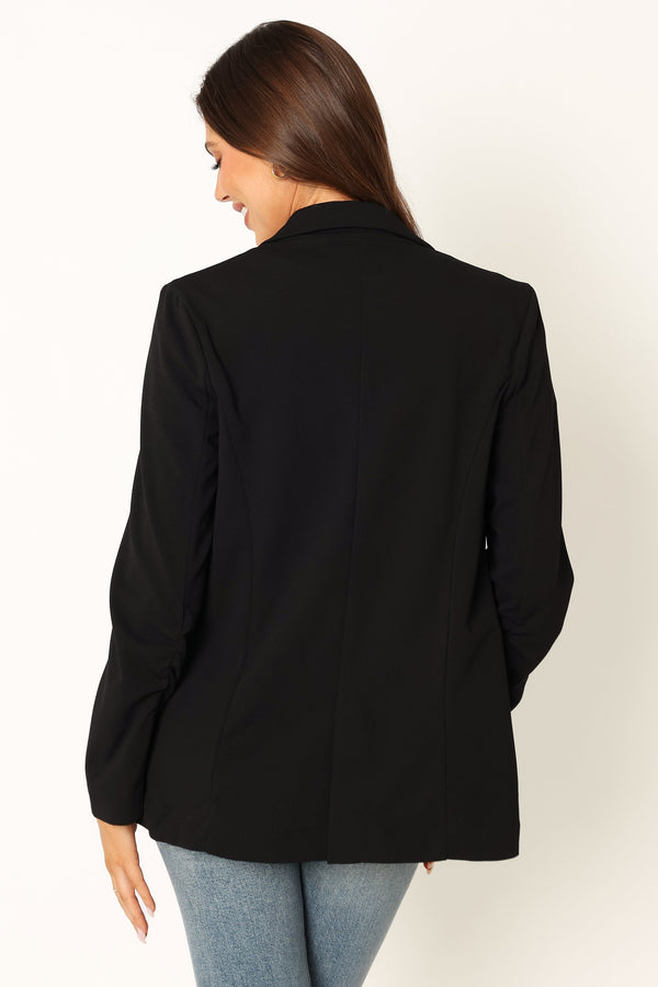 OUTERWEAR @Ailani Button Front Blazer - Black