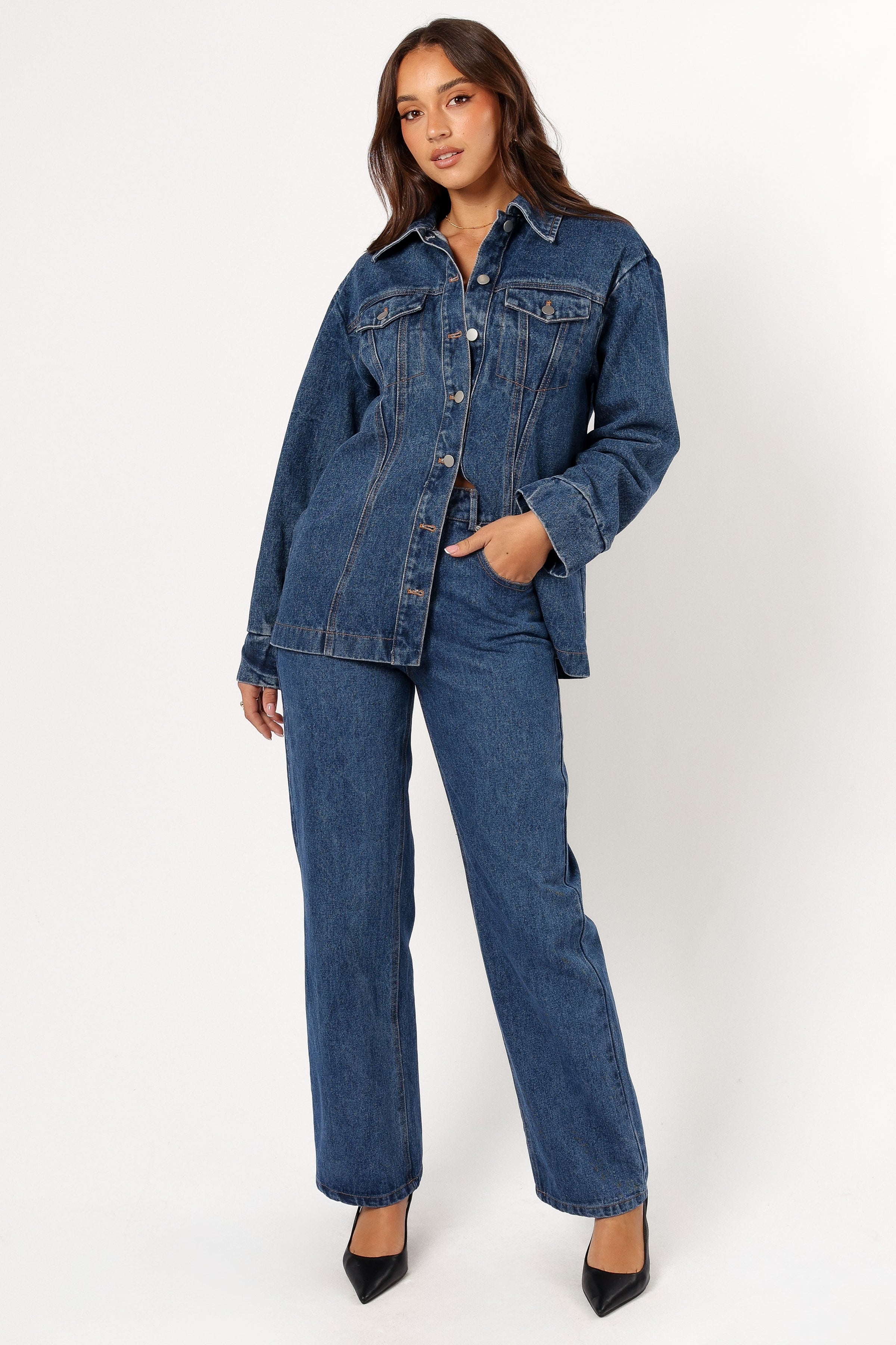 OUTERWEAR @Alba Denim Jacket - Denim (Hold for Winter Essentials)