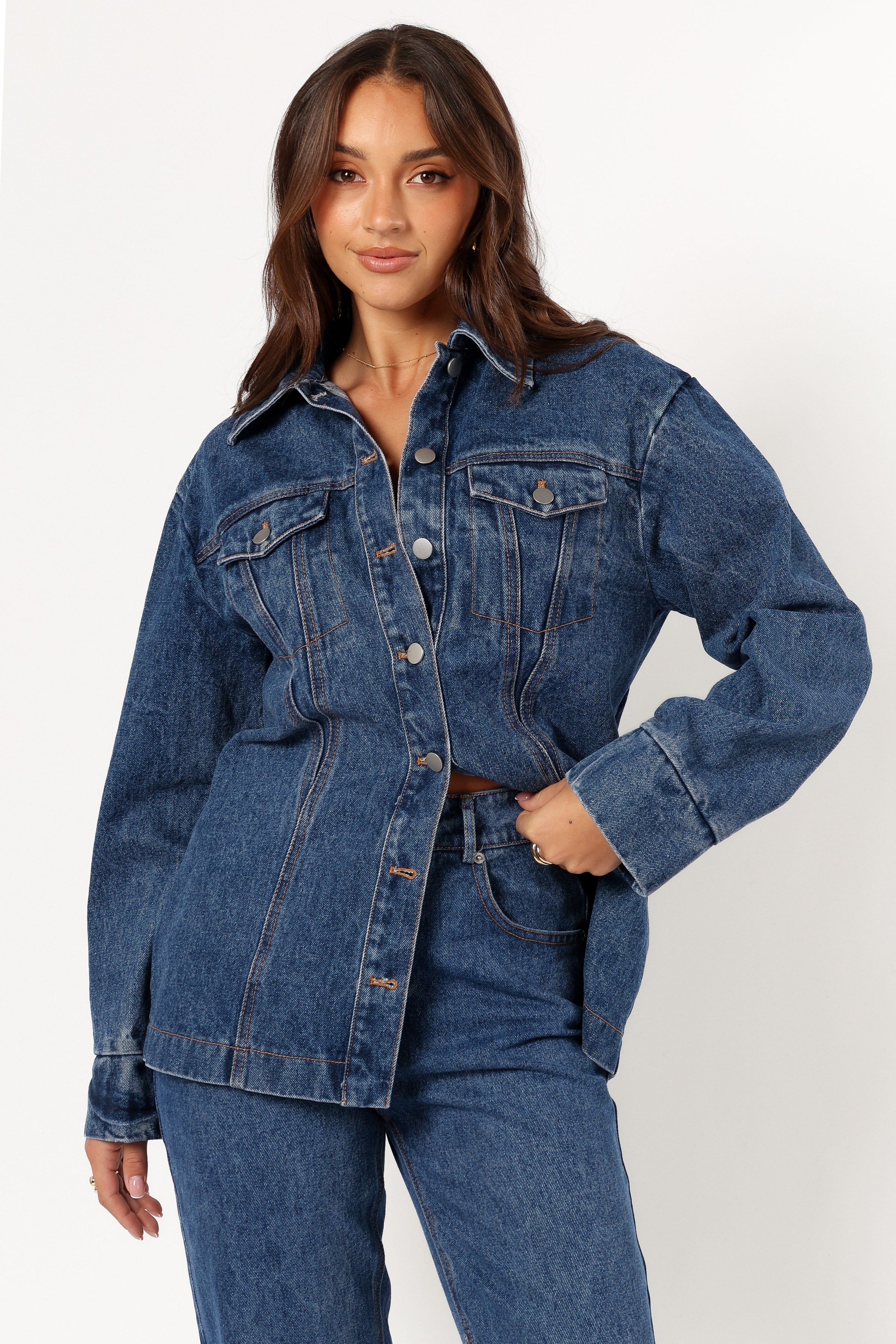 OUTERWEAR @Alba Denim Jacket - Denim (Hold for Winter Essentials)