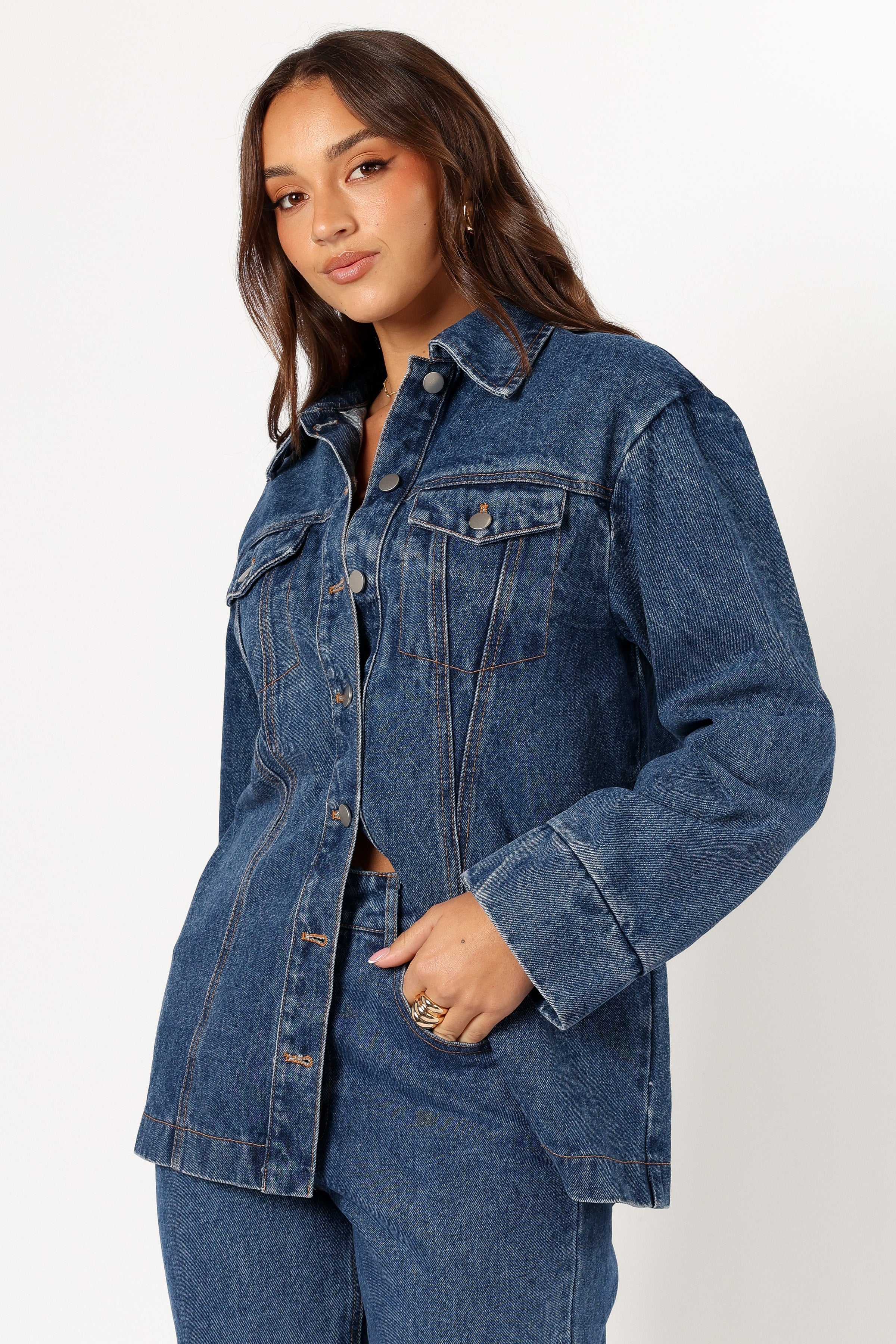 OUTERWEAR @Alba Denim Jacket - Denim (Hold for Winter Essentials)