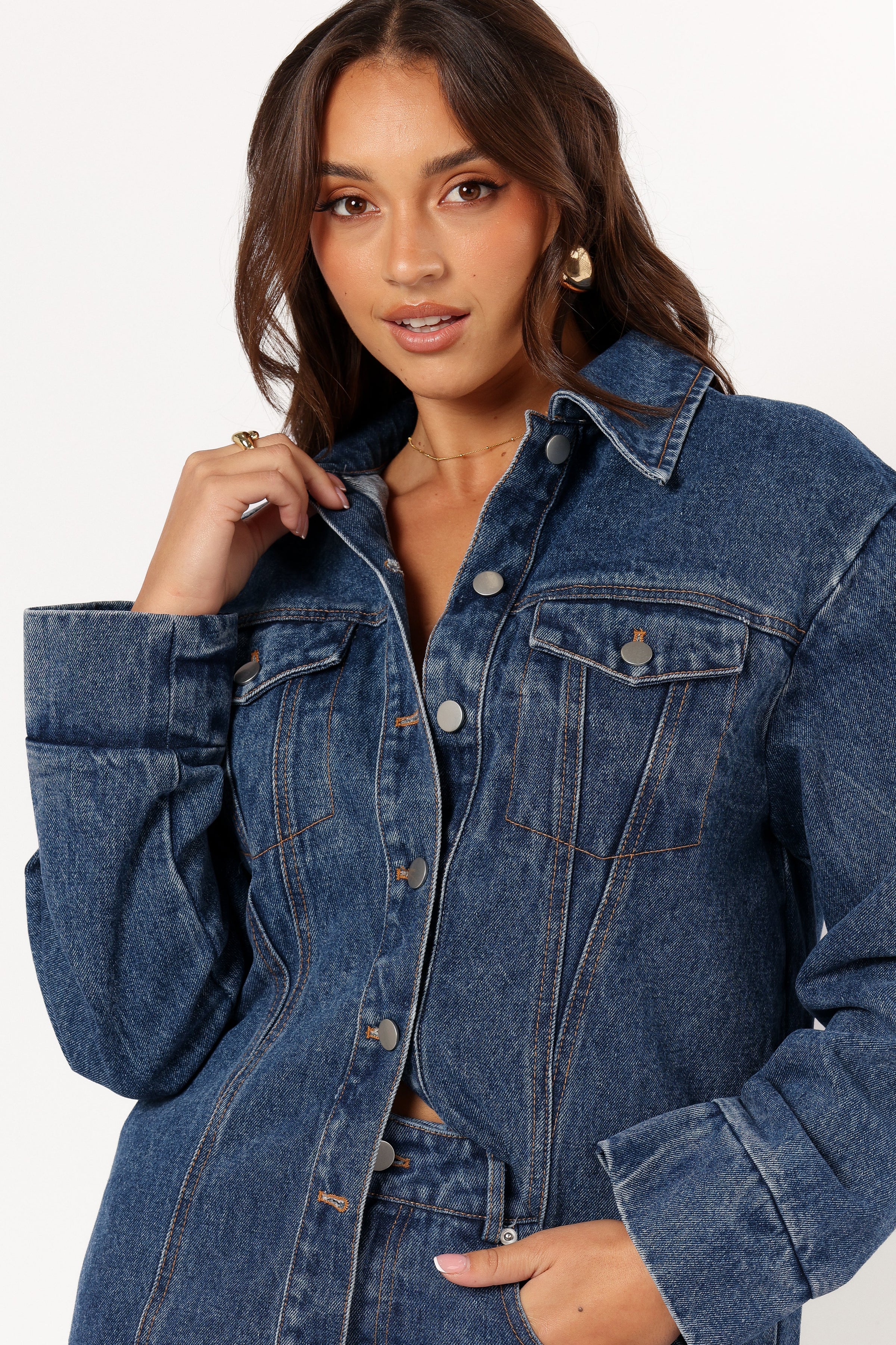 OUTERWEAR @Alba Denim Jacket - Denim (Hold for Winter Essentials)