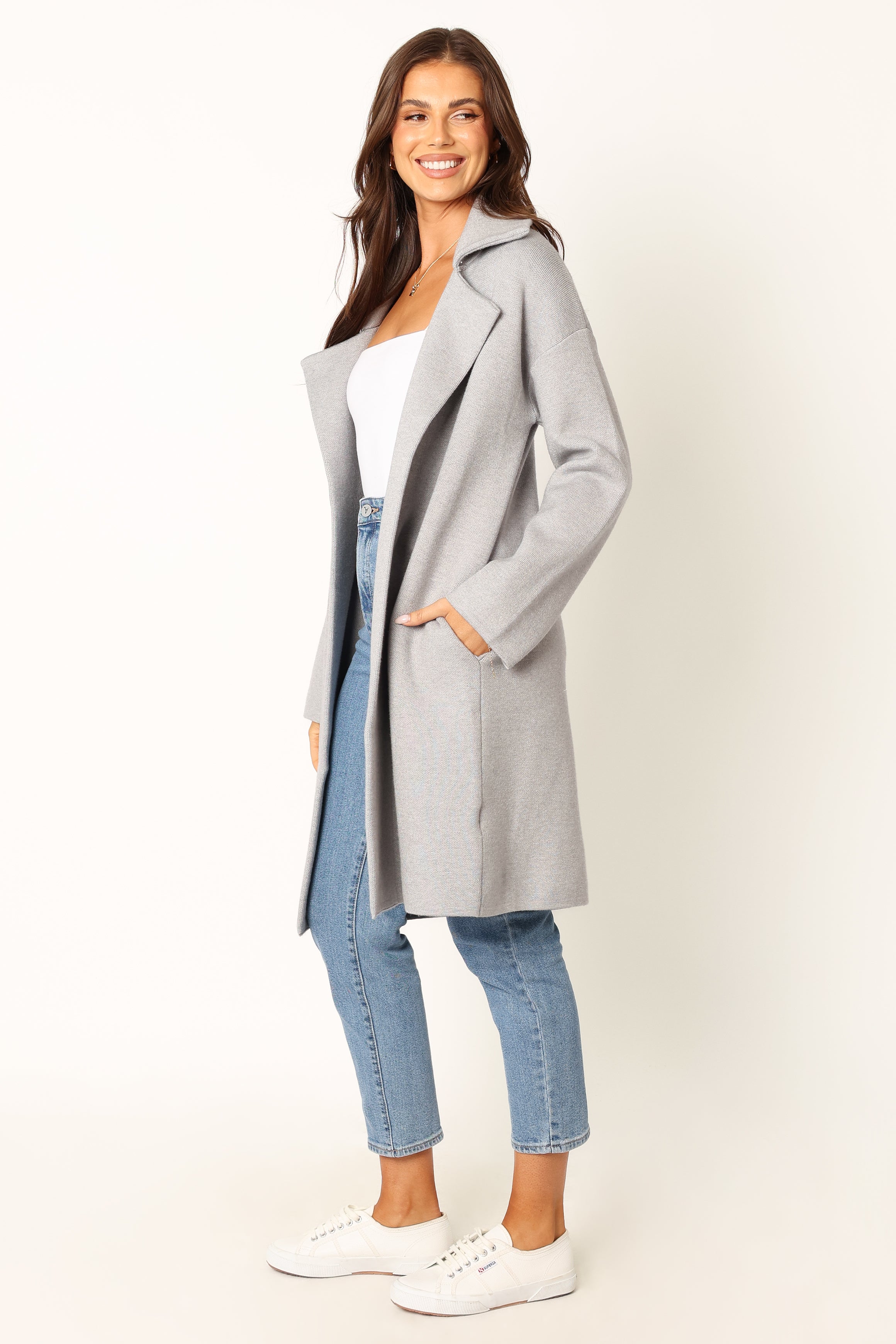 OUTERWEAR @Anastasia Long Coatigan - Heather Grey