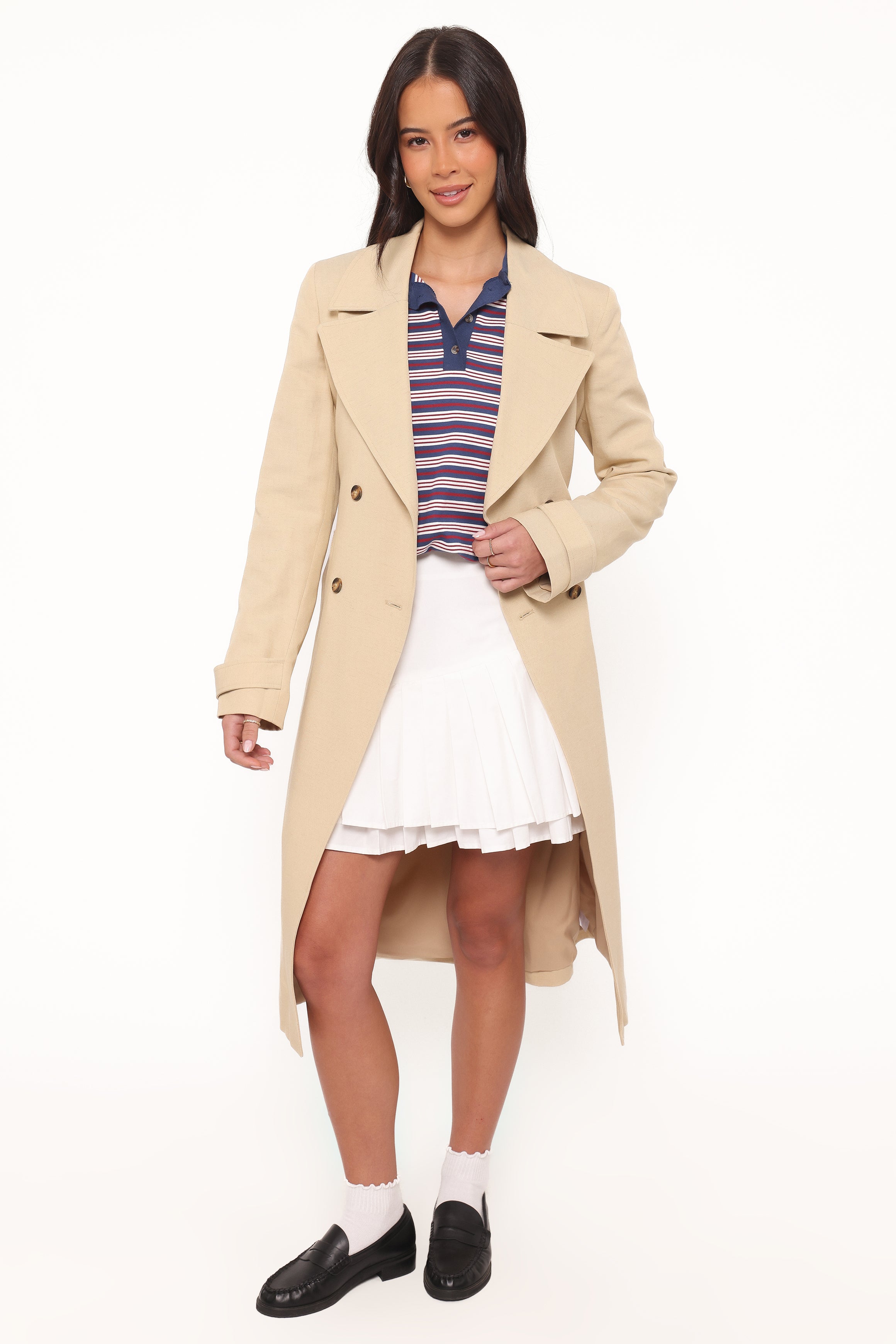 OUTERWEAR Angelique Linen Trench Coat - Oat Linen