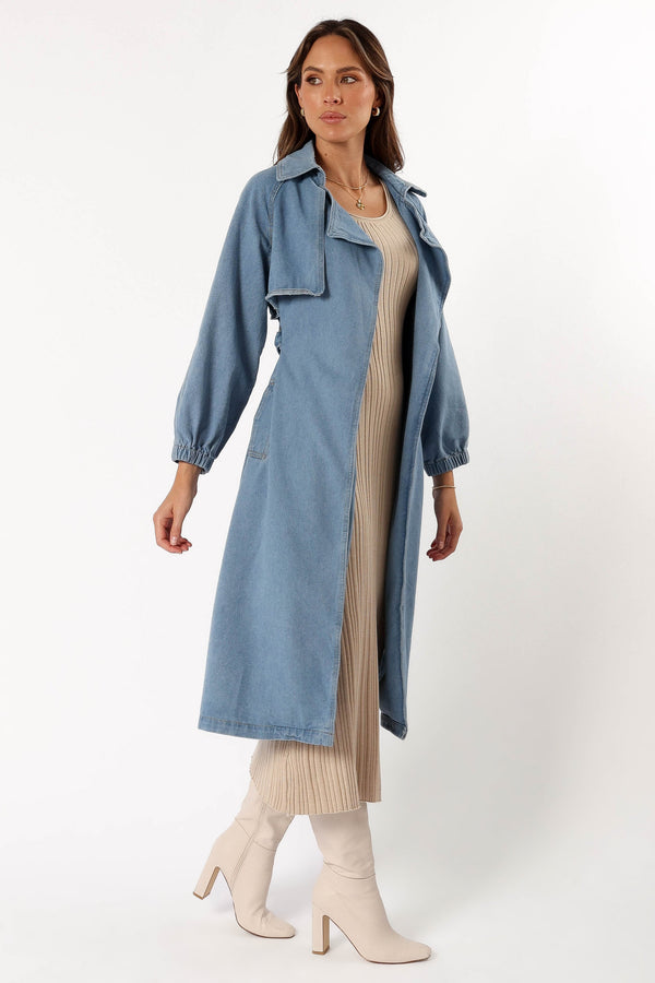 OUTERWEAR @Ariana Trench Coat - Denim