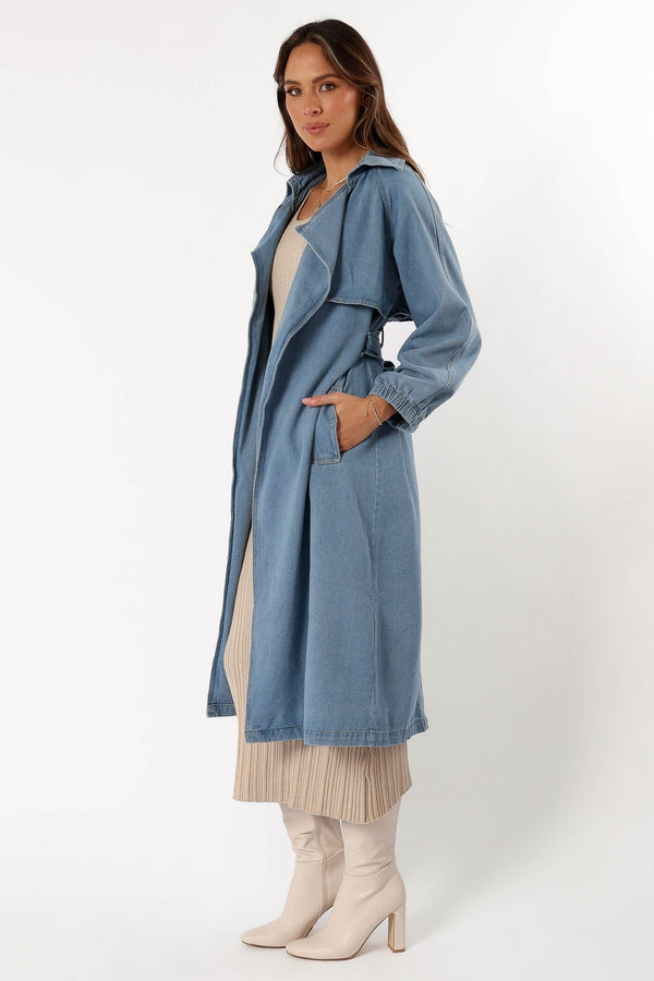 OUTERWEAR @Ariana Trench Coat - Denim