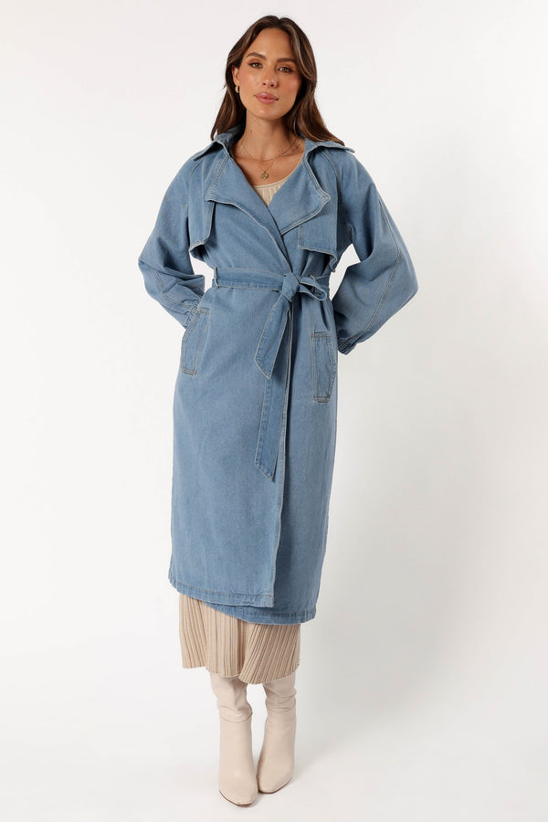 OUTERWEAR @Ariana Trench Coat - Denim