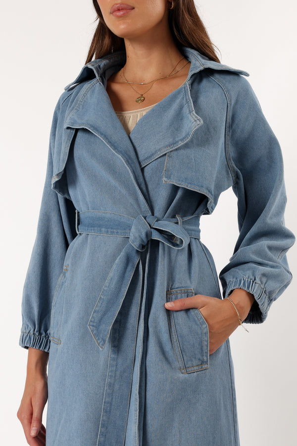 OUTERWEAR @Ariana Trench Coat - Denim