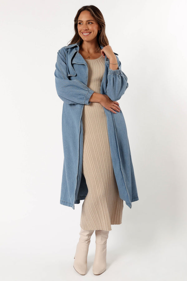 OUTERWEAR @Ariana Trench Coat - Denim