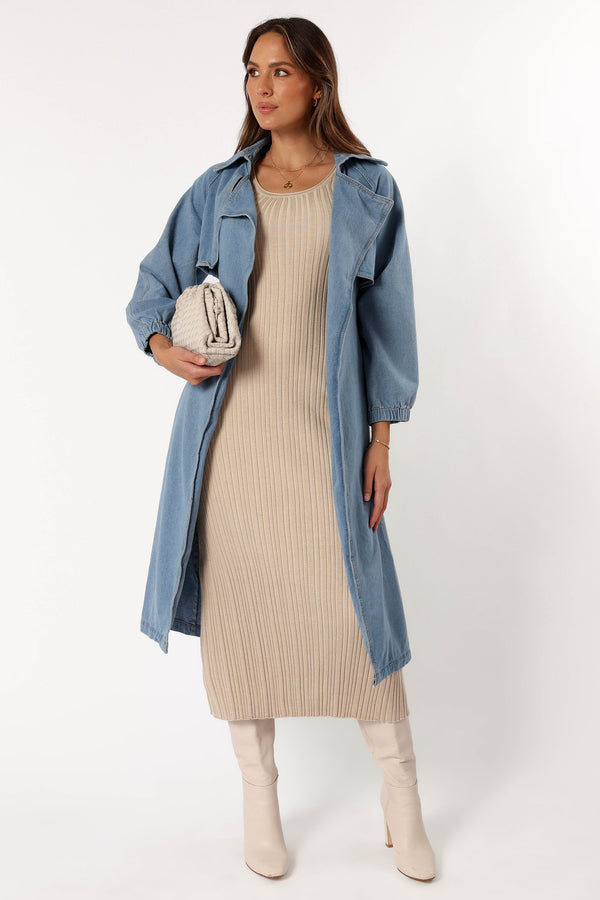 OUTERWEAR @Ariana Trench Coat - Denim