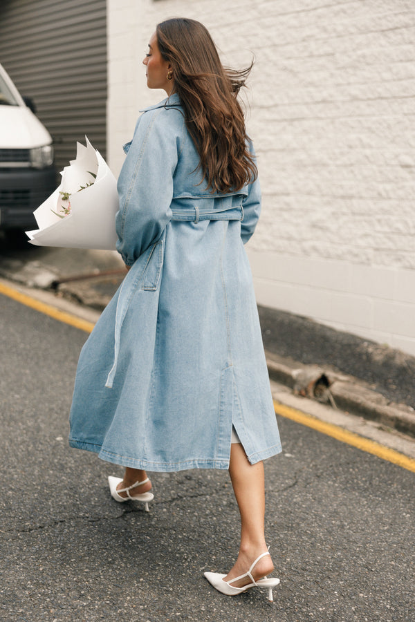 OUTERWEAR Ariana Trench Coat - Denim