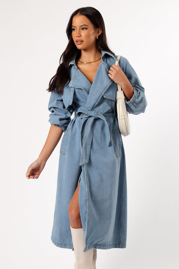 OUTERWEAR Ariana Trench Coat - Denim