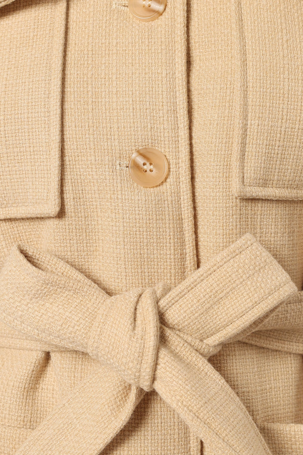 OUTERWEAR @Arlow Tie Front Shacket - Cream (Hold for Winter Essentials)