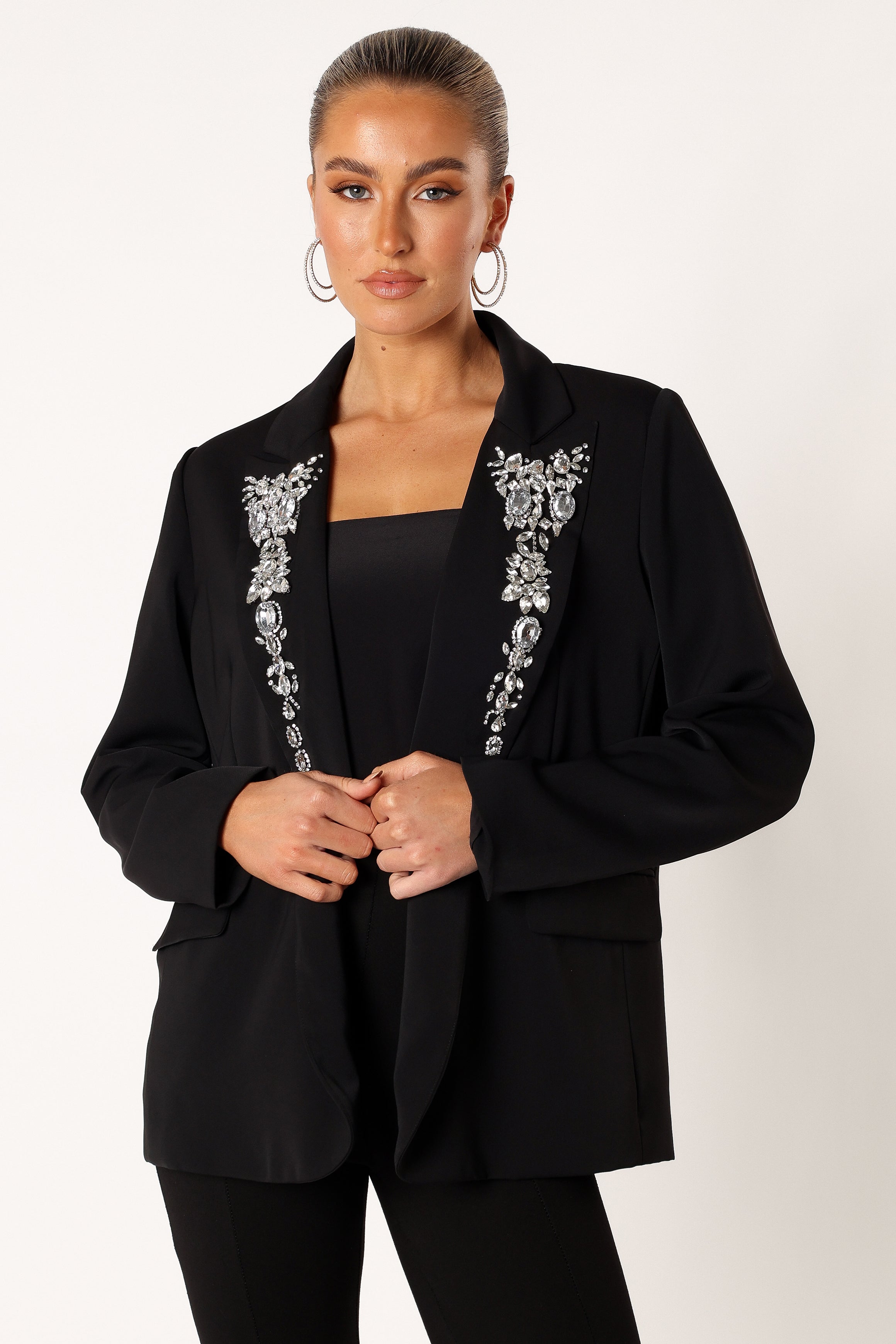 OUTERWEAR @Aubree Embellished Blazer - Black
