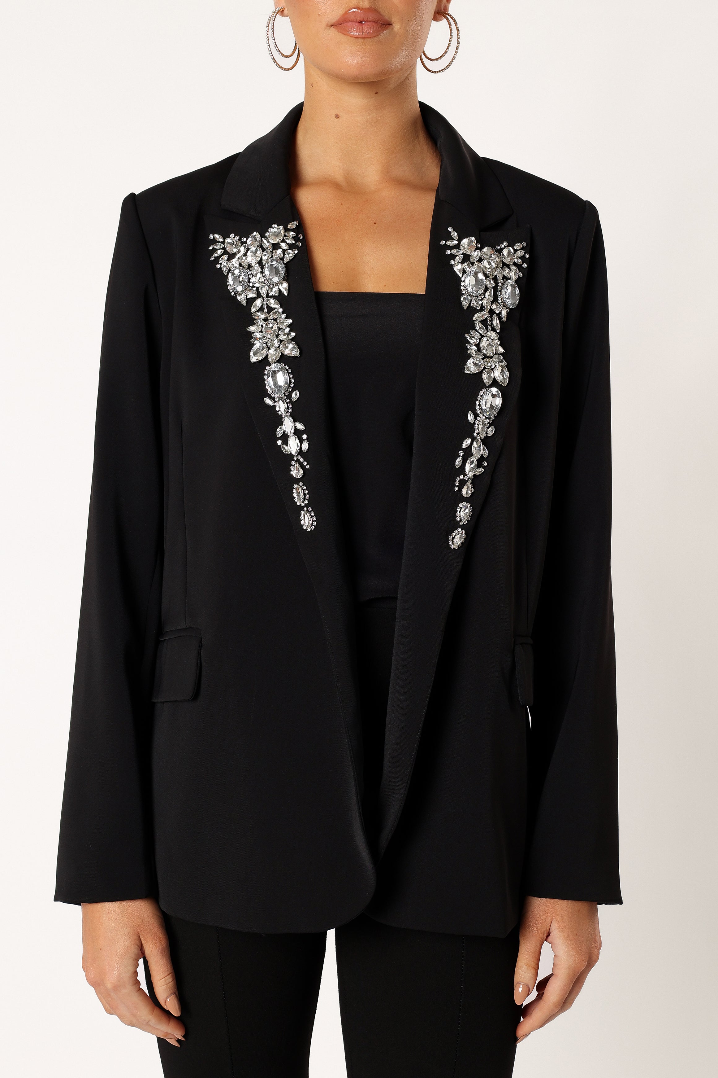 OUTERWEAR @Aubree Embellished Blazer - Black