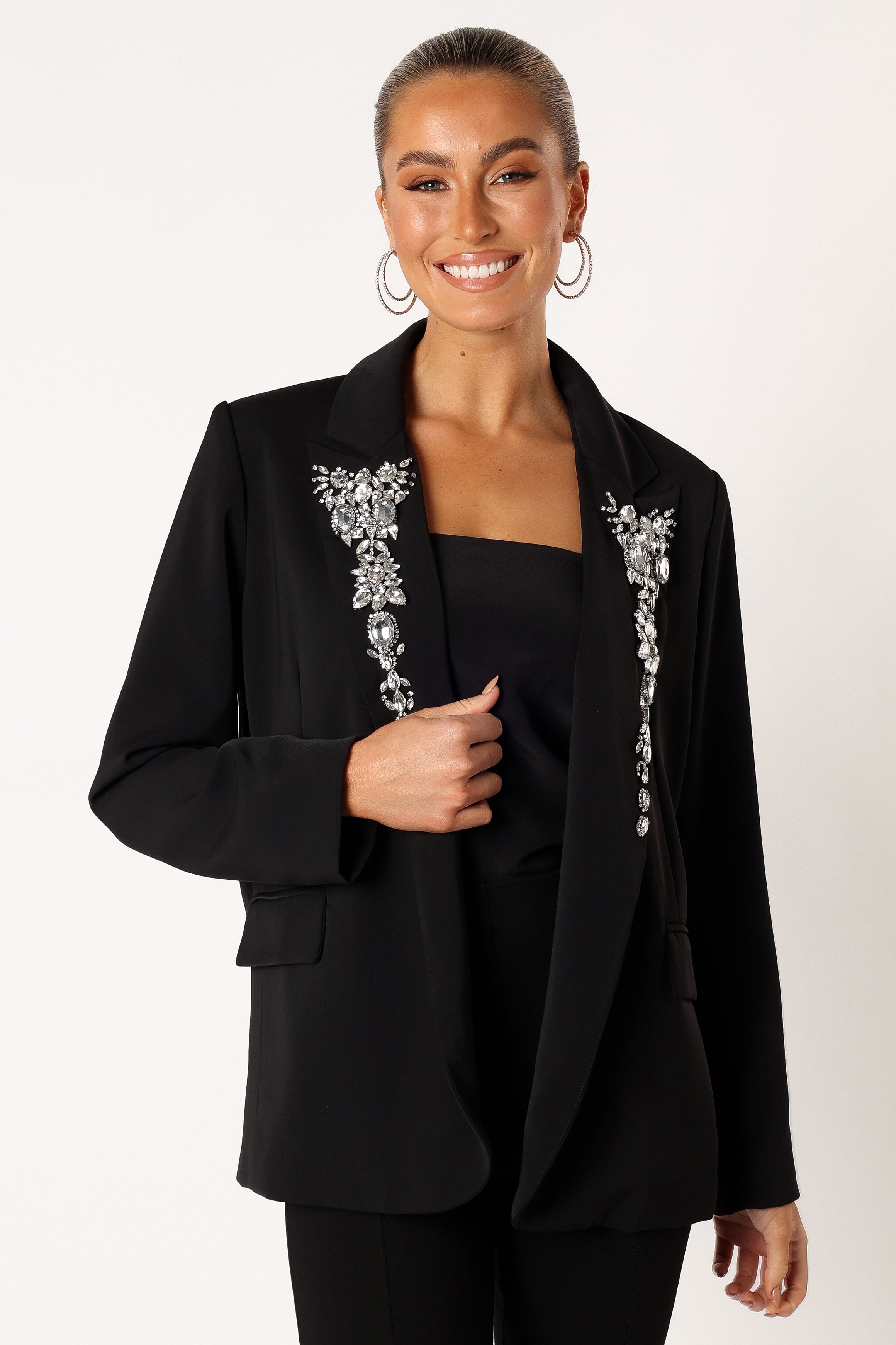 OUTERWEAR @Aubree Embellished Blazer - Black