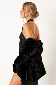 OUTERWEAR @Aylin Channel Faux Fur Jacket - Black (waiting on bulk)