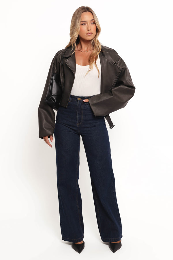OUTERWEAR Beckham Faux Leather Moto Jacket - Black