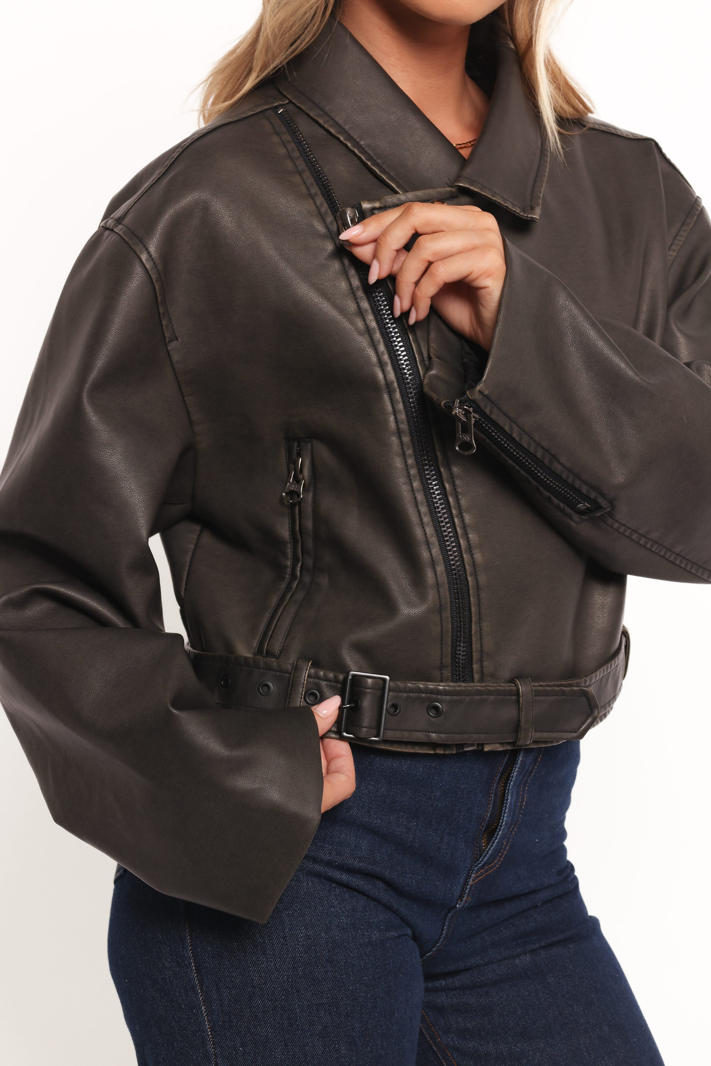 OUTERWEAR Beckham Faux Leather Moto Jacket - Black