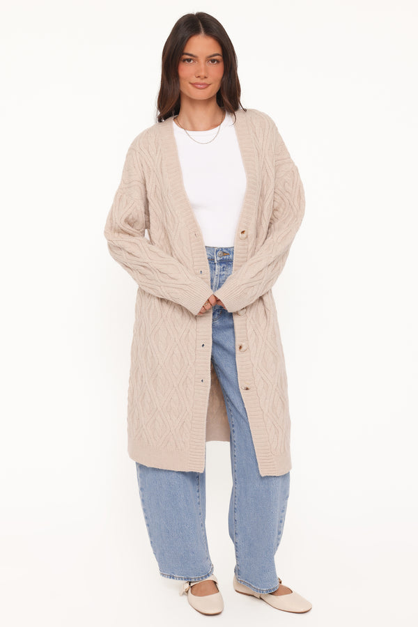 OUTERWEAR Becky Cable Coatigan - Beige